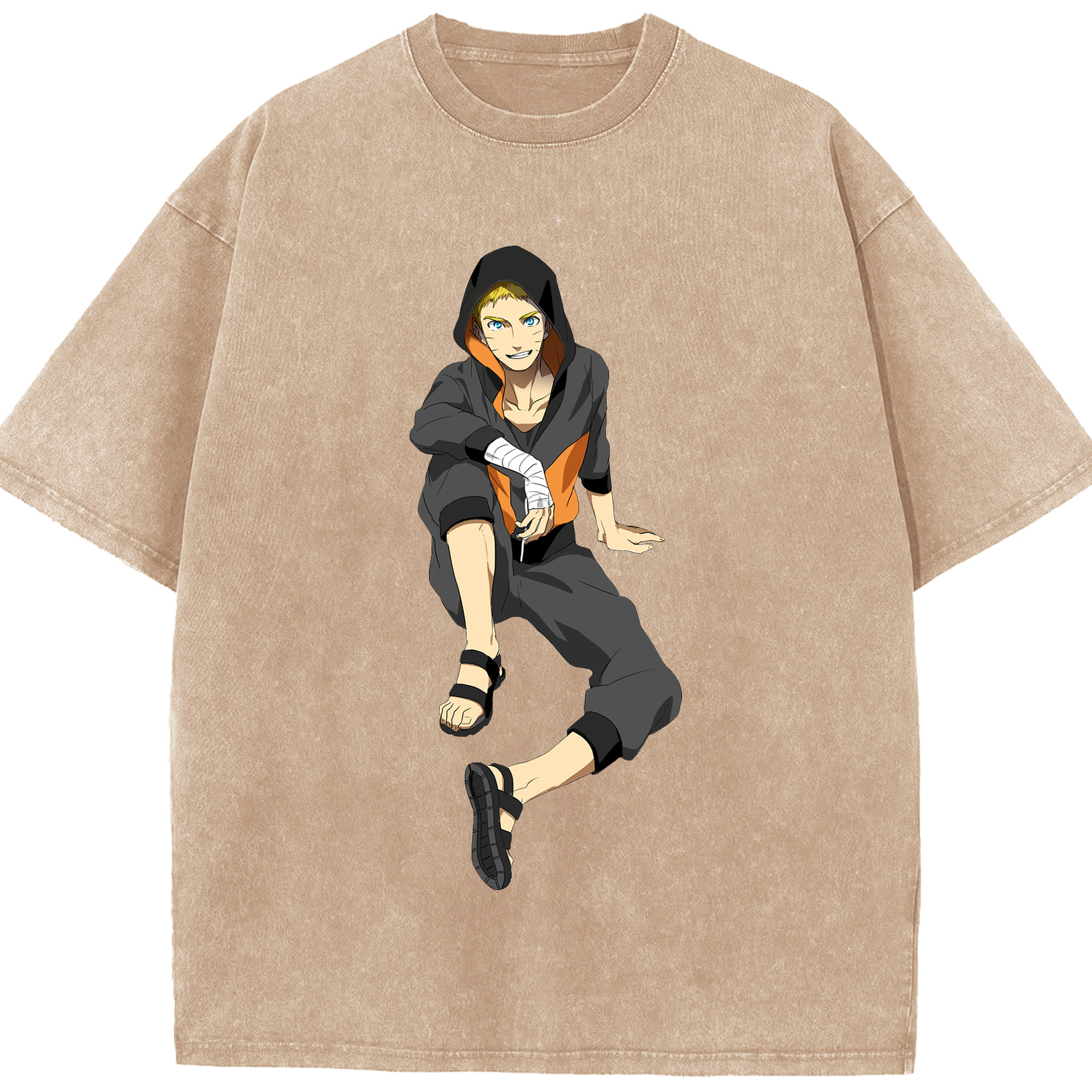 （画像用） NARUTO -ナルト- うずまき ナルト Uzumaki Naruto 綿100% ヴィンテージ風 半袖Tシャツ（フロントプリント）