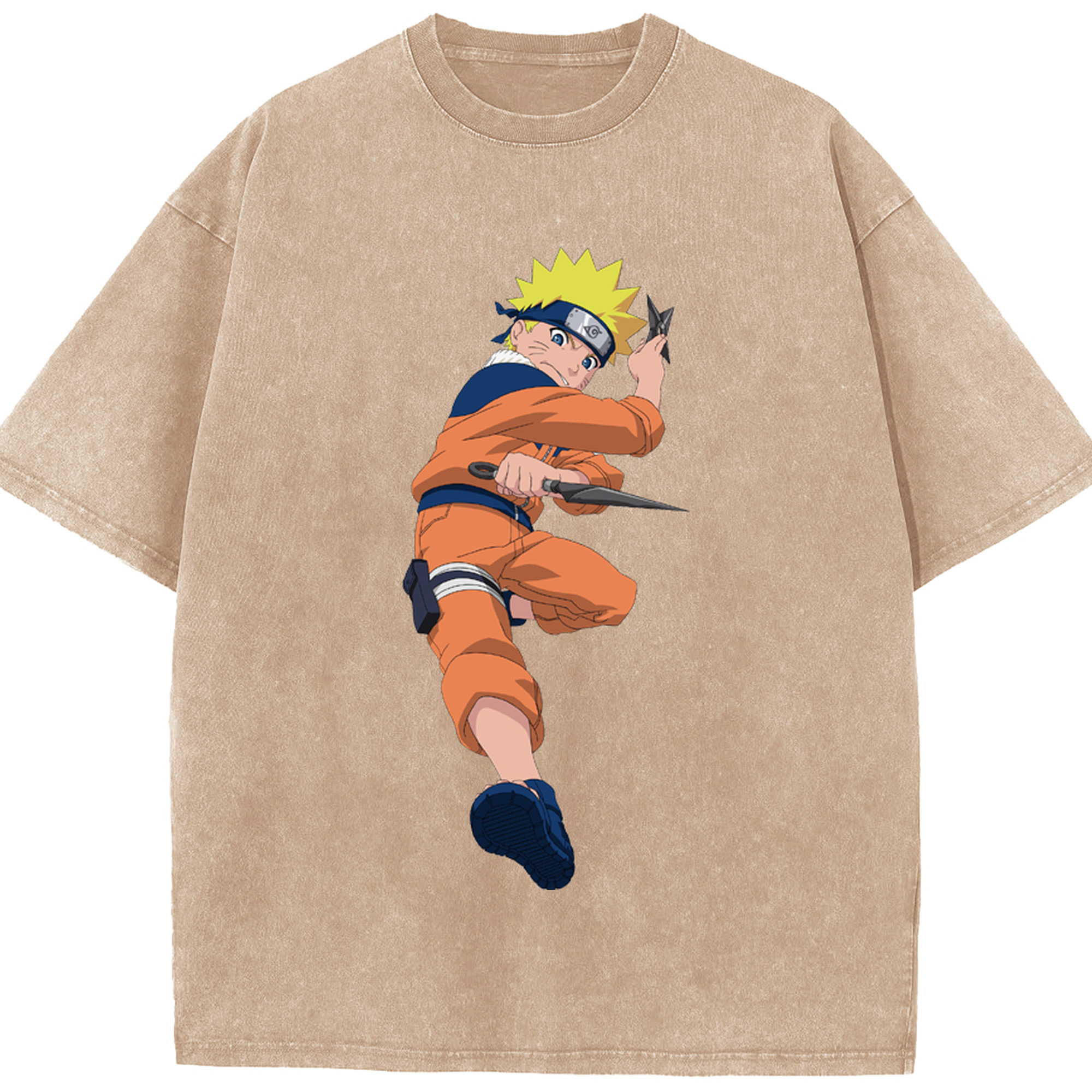 （画像用） NARUTO -ナルト- うずまき ナルト Uzumaki Naruto 綿100% ヴィンテージ風 半袖Tシャツ（フロントプリント）