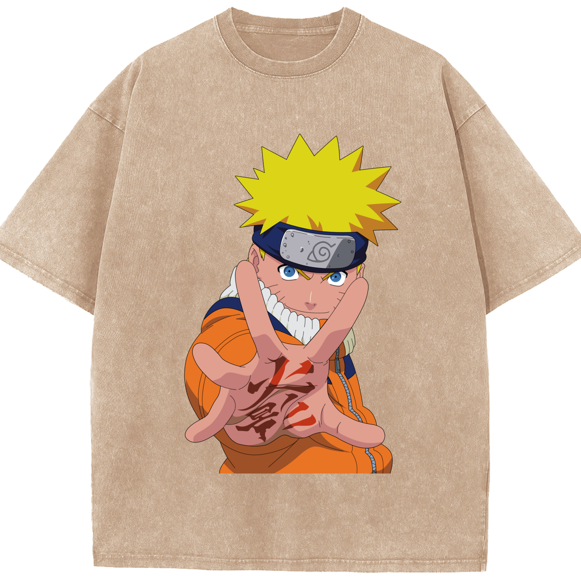 （画像用） NARUTO -ナルト- うずまき ナルト Uzumaki Naruto 綿100% ヴィンテージ風 半袖Tシャツ（フロントプリント）