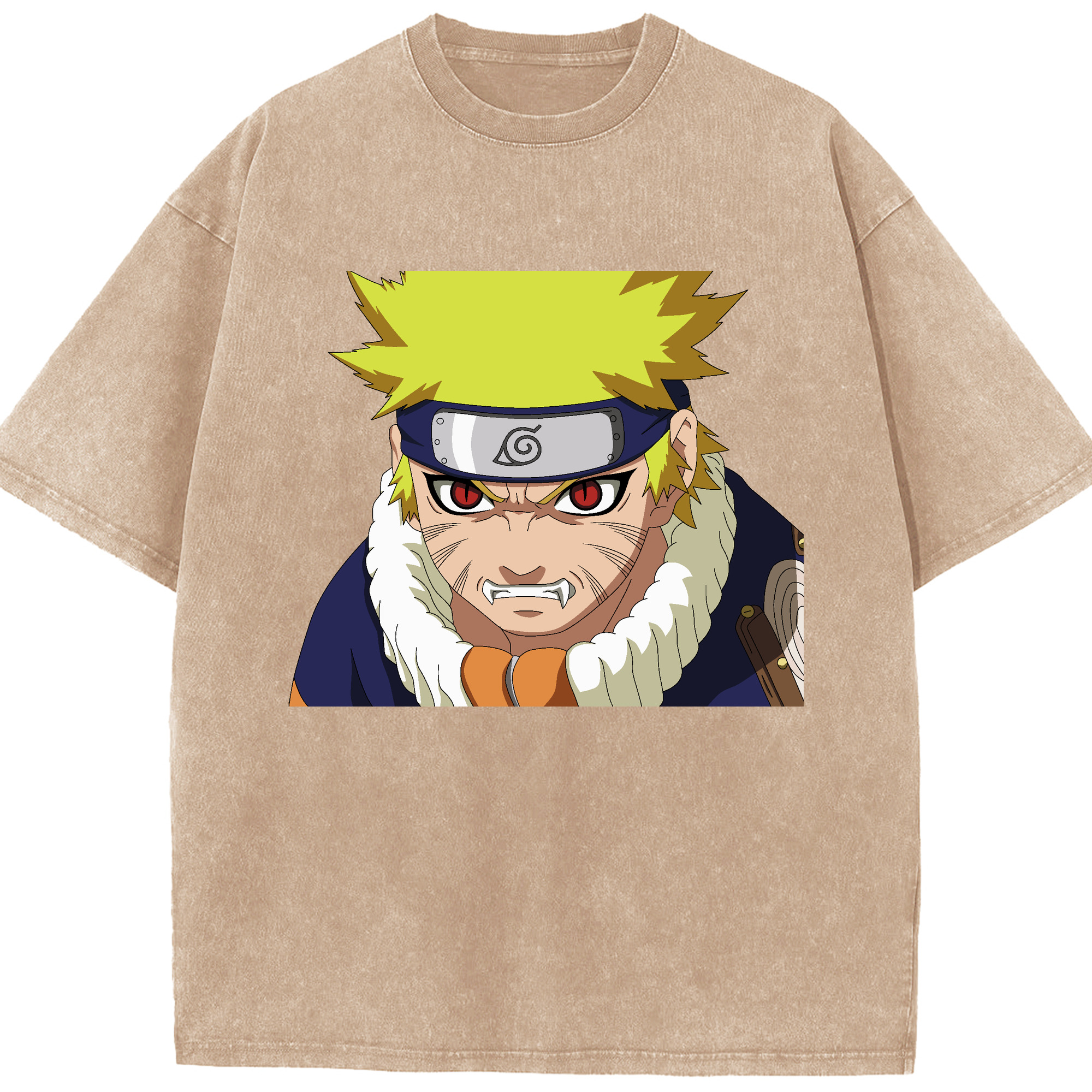 （画像用） NARUTO -ナルト- うずまき ナルト Uzumaki Naruto 綿100% ヴィンテージ風 半袖Tシャツ（フロントプリント）
