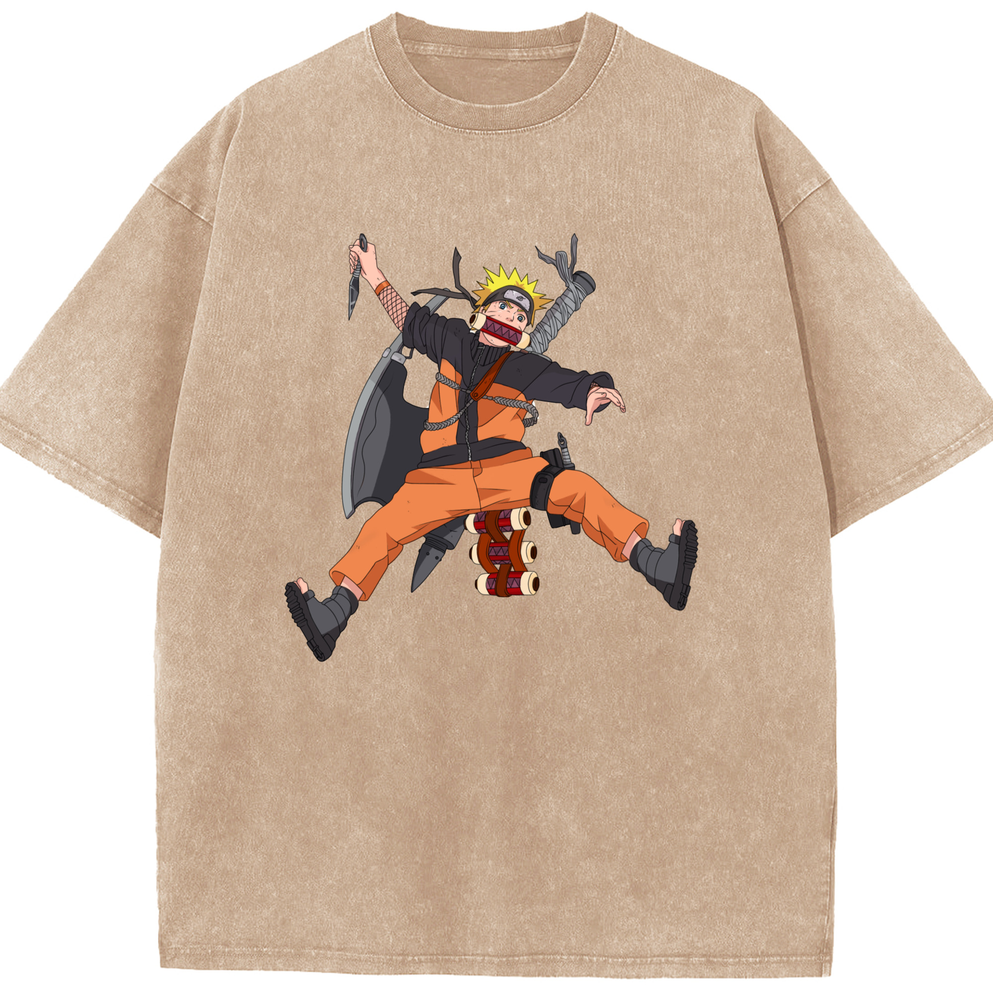 （画像用） NARUTO -ナルト- うずまき ナルト Uzumaki Naruto 綿100% ヴィンテージ風 半袖Tシャツ（フロントプリント）
