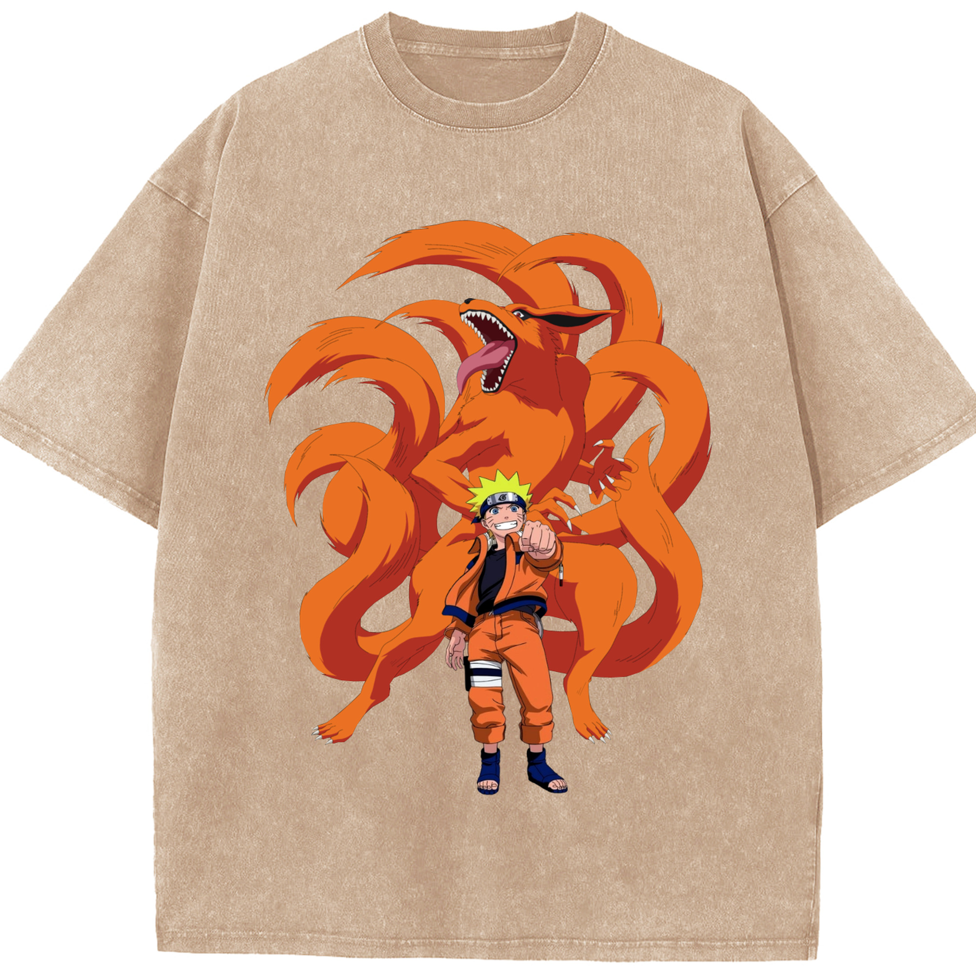 （画像用） NARUTO -ナルト- うずまき ナルト Uzumaki Naruto 綿100% ヴィンテージ風 半袖Tシャツ（フロントプリント）
