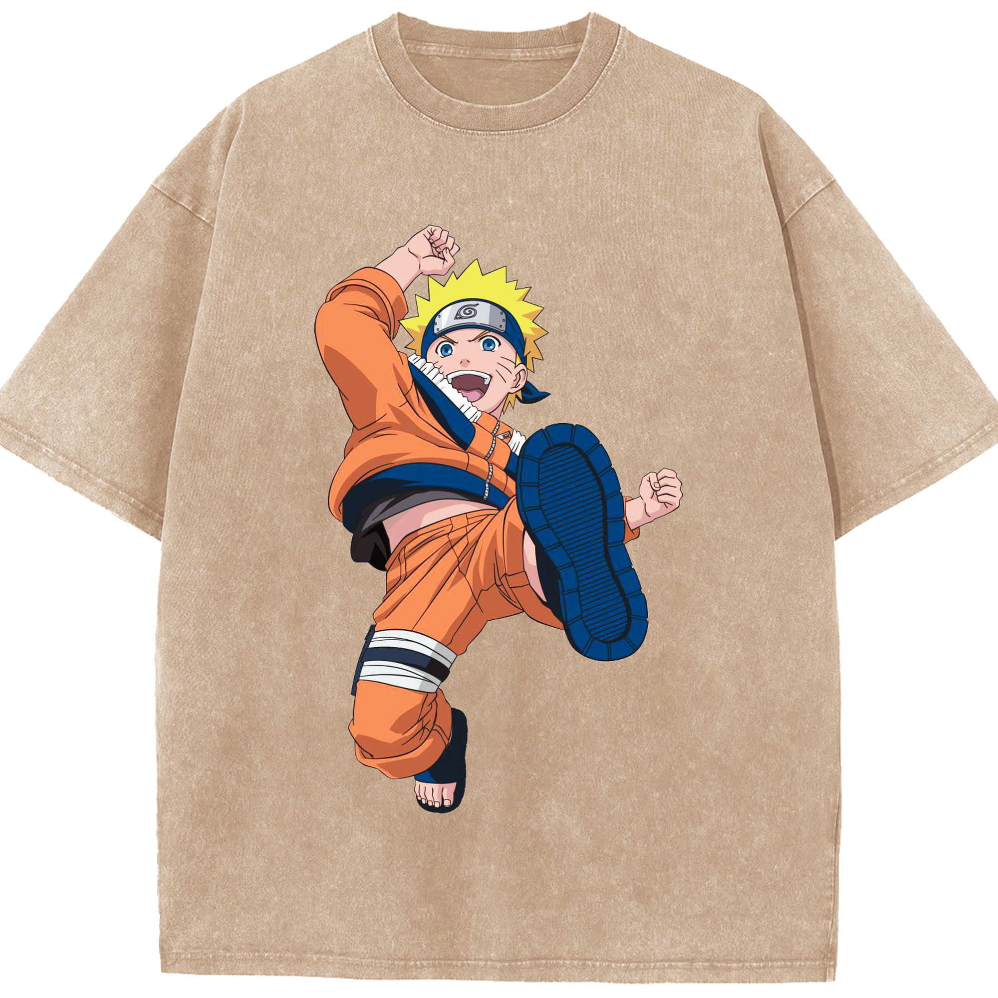 （画像用） NARUTO -ナルト- うずまき ナルト Uzumaki Naruto 綿100% ヴィンテージ風 半袖Tシャツ（フロントプリント）