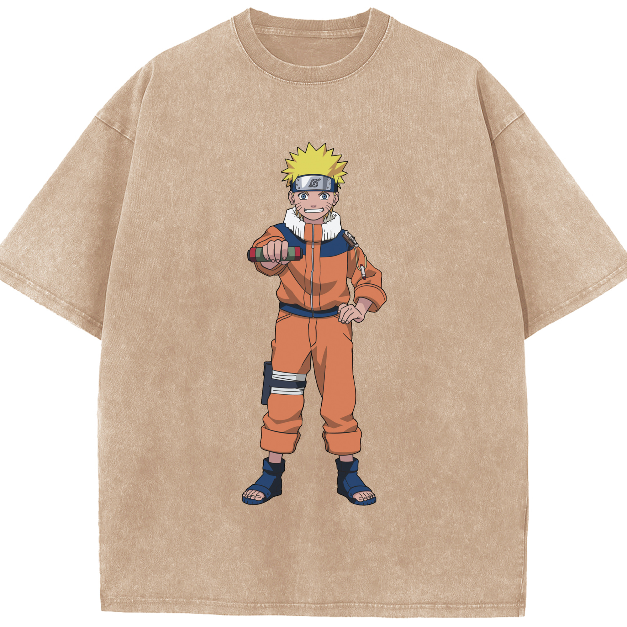 （画像用） NARUTO -ナルト- うずまき ナルト Uzumaki Naruto 綿100% ヴィンテージ風 半袖Tシャツ（フロントプリント）