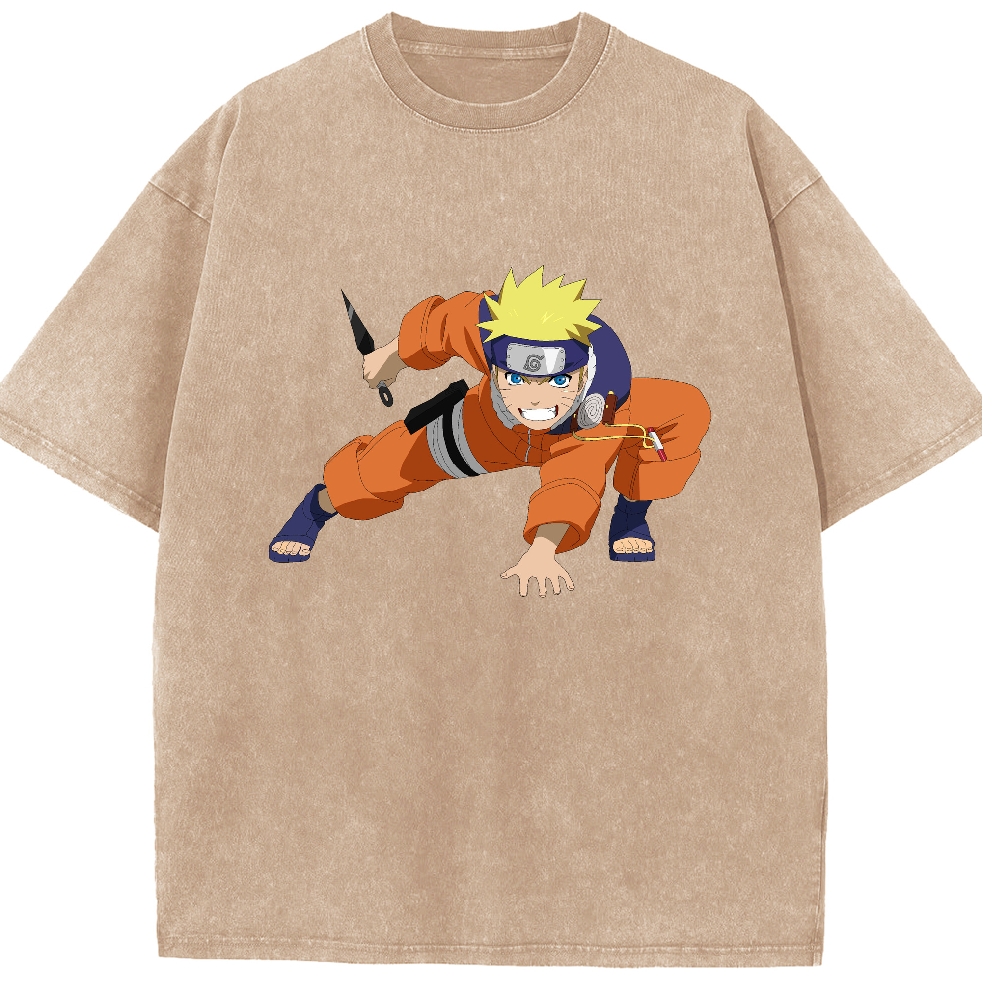 （画像用） NARUTO -ナルト- うずまき ナルト Uzumaki Naruto 綿100% ヴィンテージ風 半袖Tシャツ（フロントプリント）