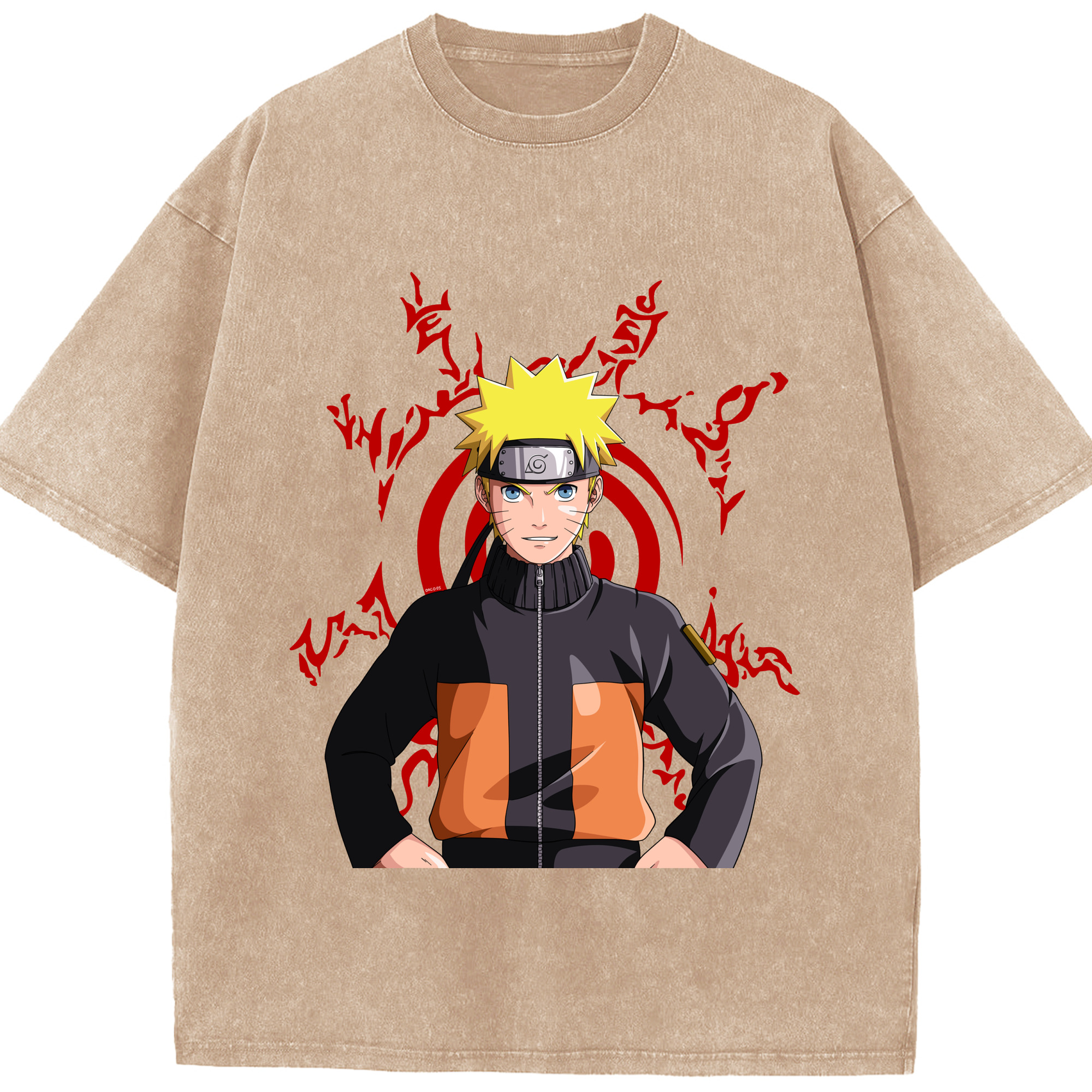 （画像用） NARUTO -ナルト- うずまき ナルト Uzumaki Naruto 綿100% ヴィンテージ風 半袖Tシャツ（フロントプリント）