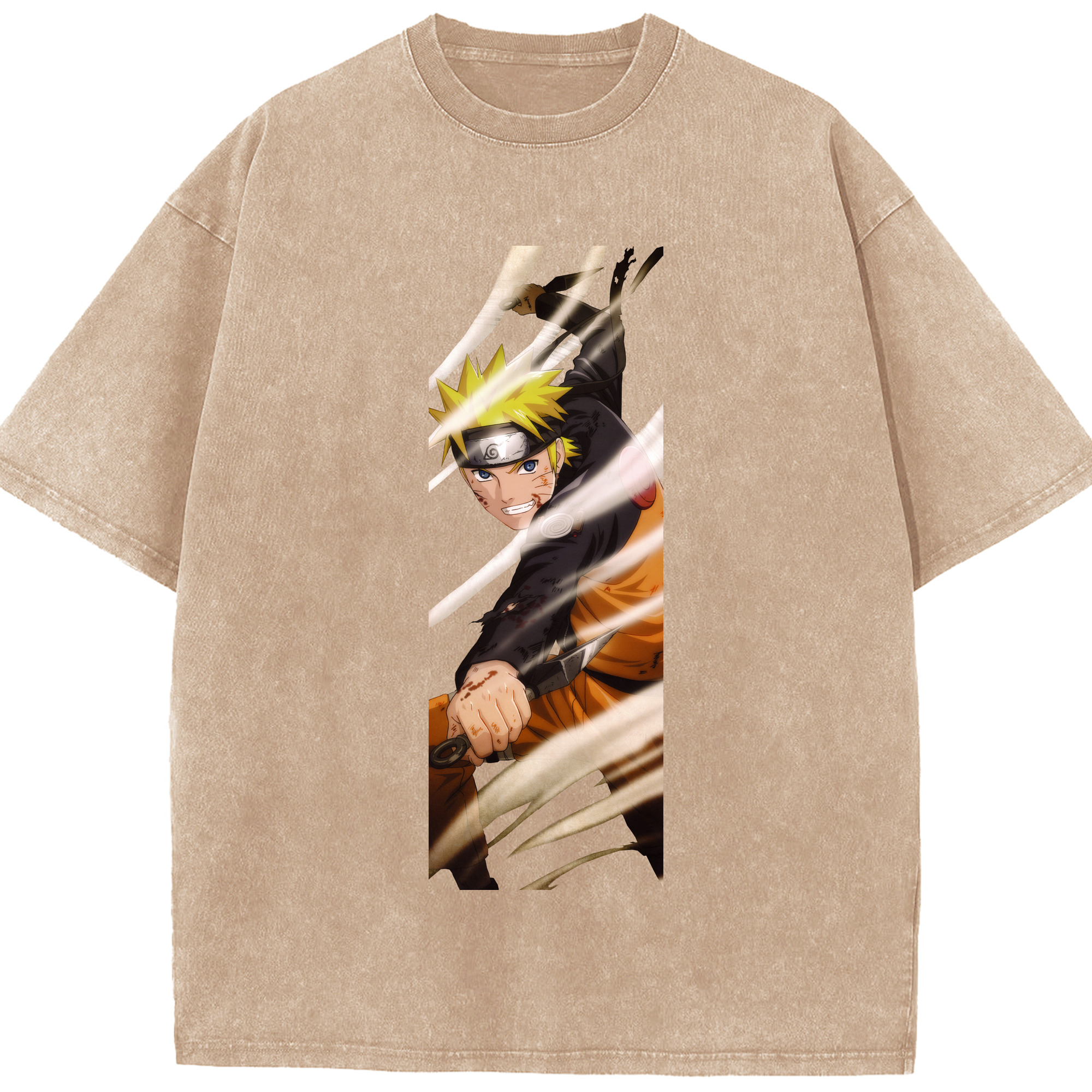 （画像用） NARUTO -ナルト- うずまき ナルト Uzumaki Naruto 綿100% ヴィンテージ風 半袖Tシャツ（フロントプリント）