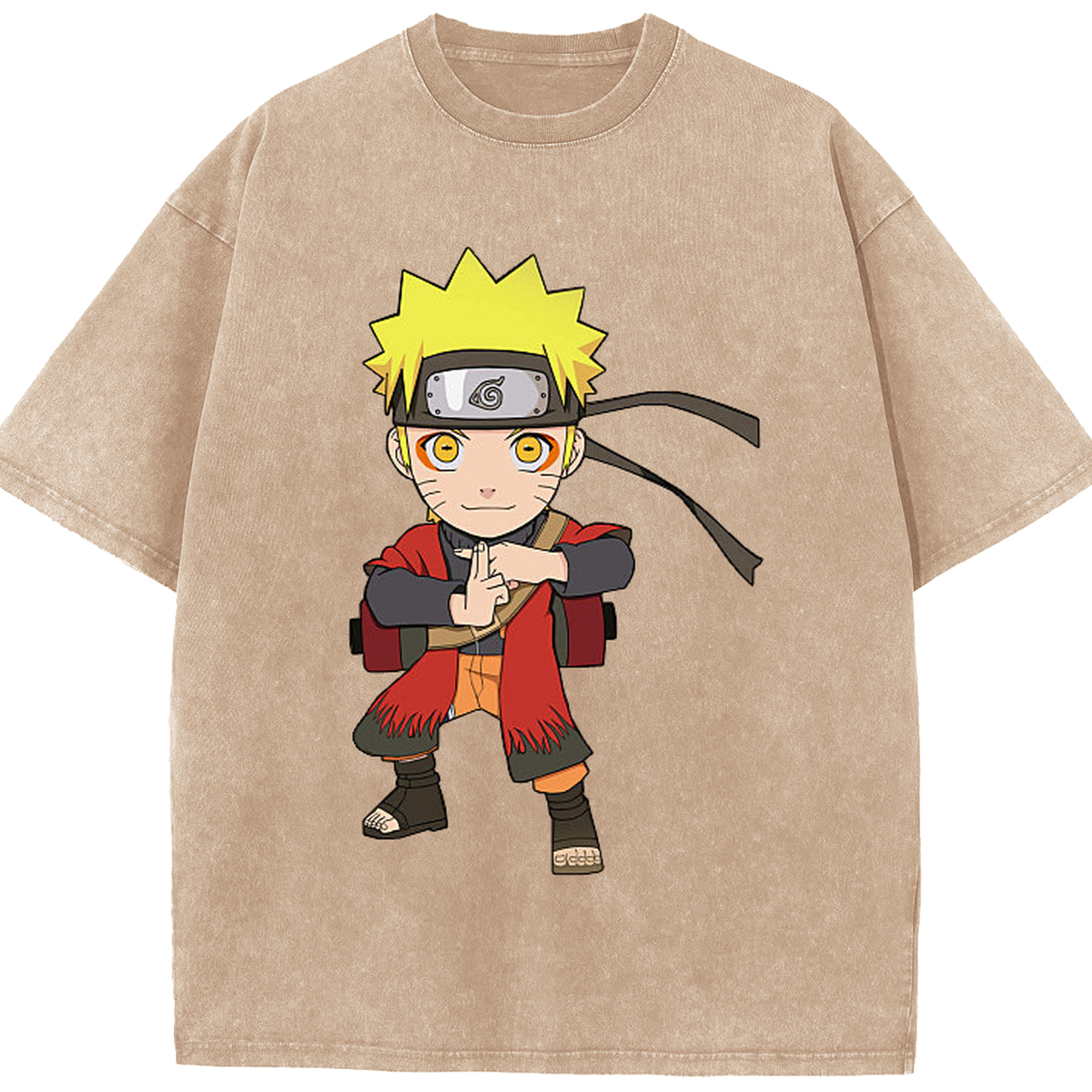 （画像用） NARUTO -ナルト- うずまき ナルト Uzumaki Naruto 綿100% ヴィンテージ風 半袖Tシャツ（フロントプリント）