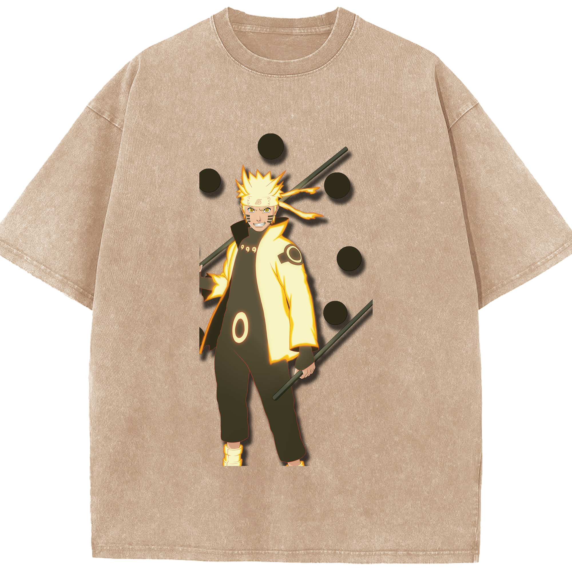 （画像用） NARUTO -ナルト- うずまき ナルト Uzumaki Naruto 綿100% ヴィンテージ風 半袖Tシャツ（フロントプリント）