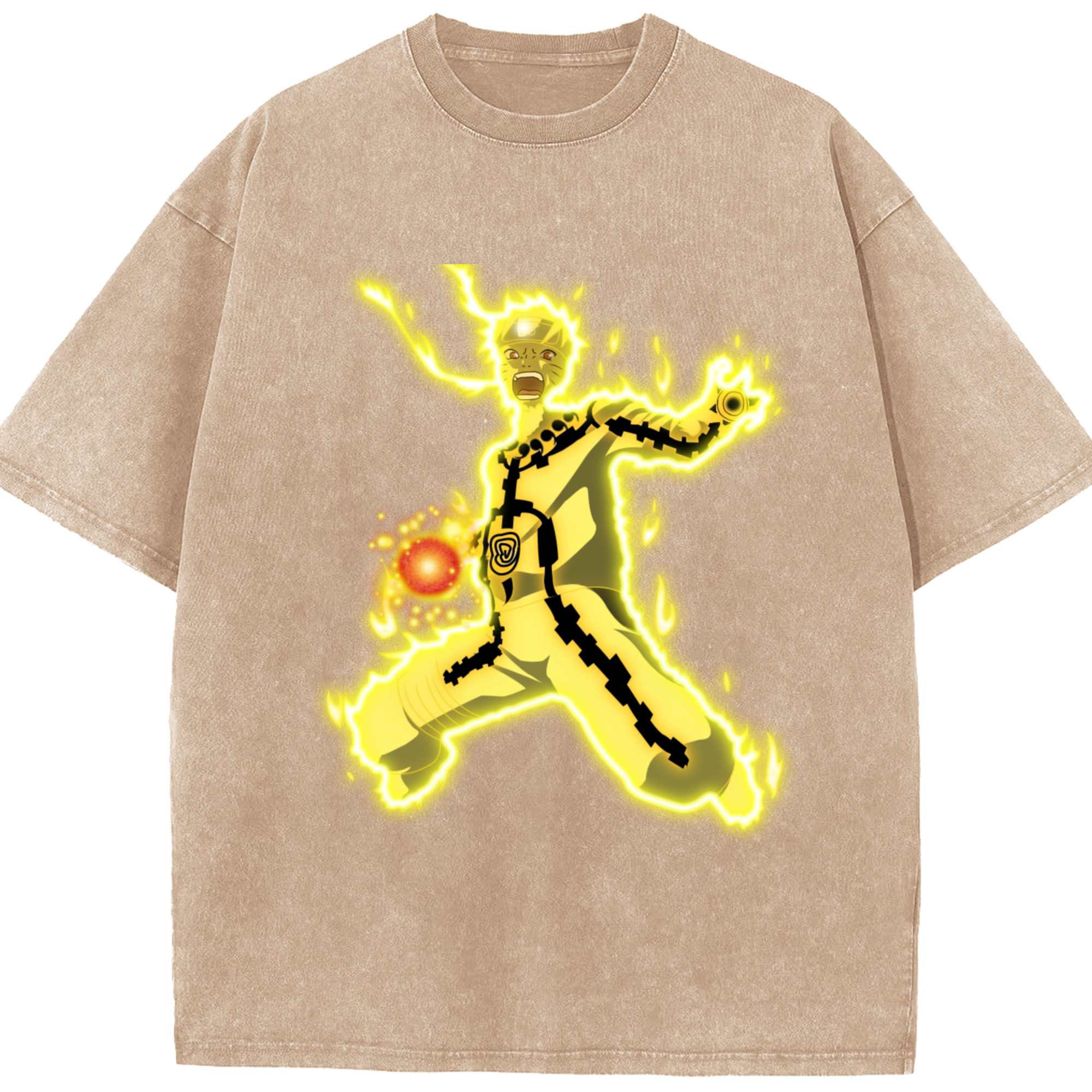 （画像用） NARUTO -ナルト- うずまき ナルト Uzumaki Naruto 綿100% ヴィンテージ風 半袖Tシャツ（フロントプリント）