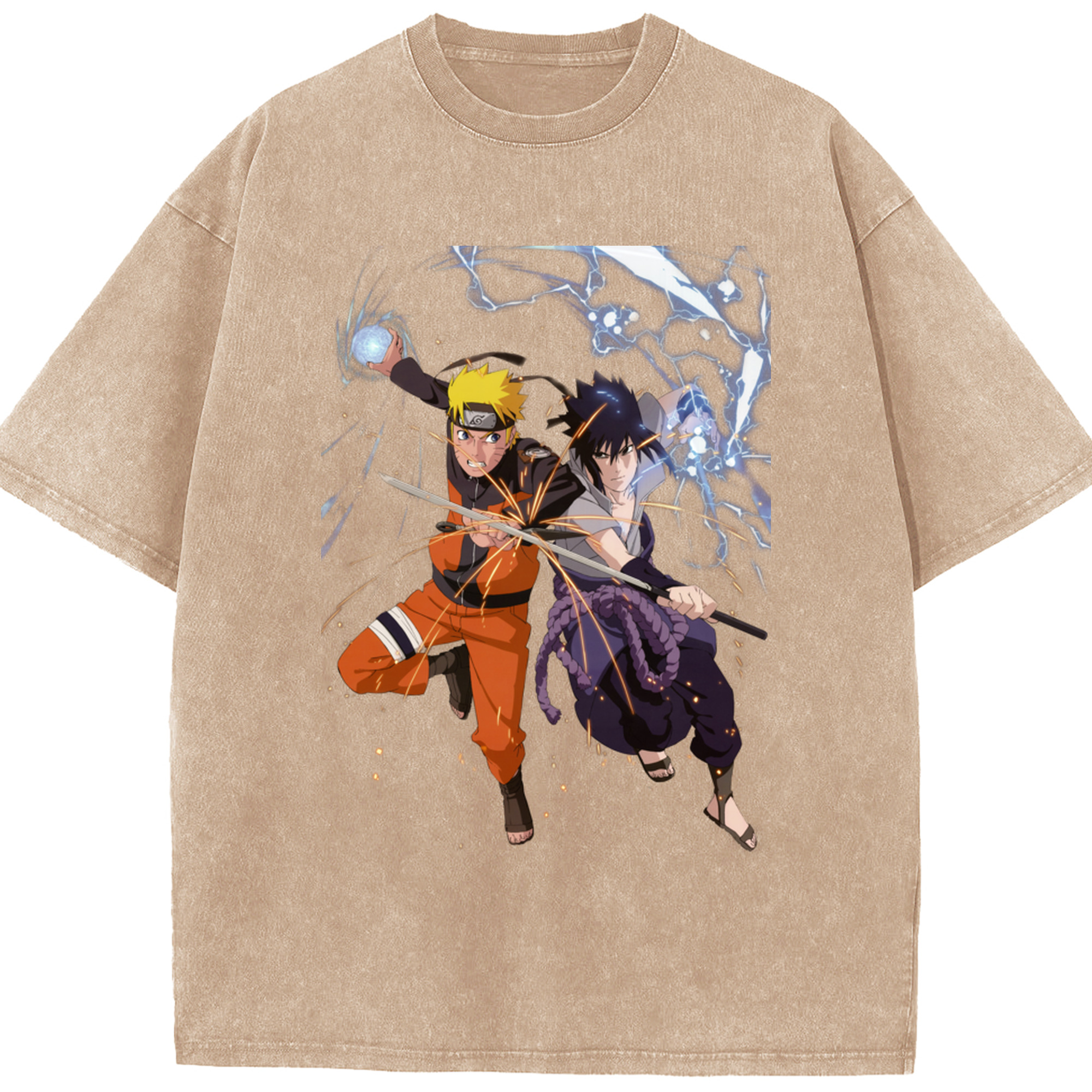 （画像用） NARUTO -ナルト- うずまき ナルト Uzumaki Naruto 綿100% ヴィンテージ風 半袖Tシャツ（フロントプリント）