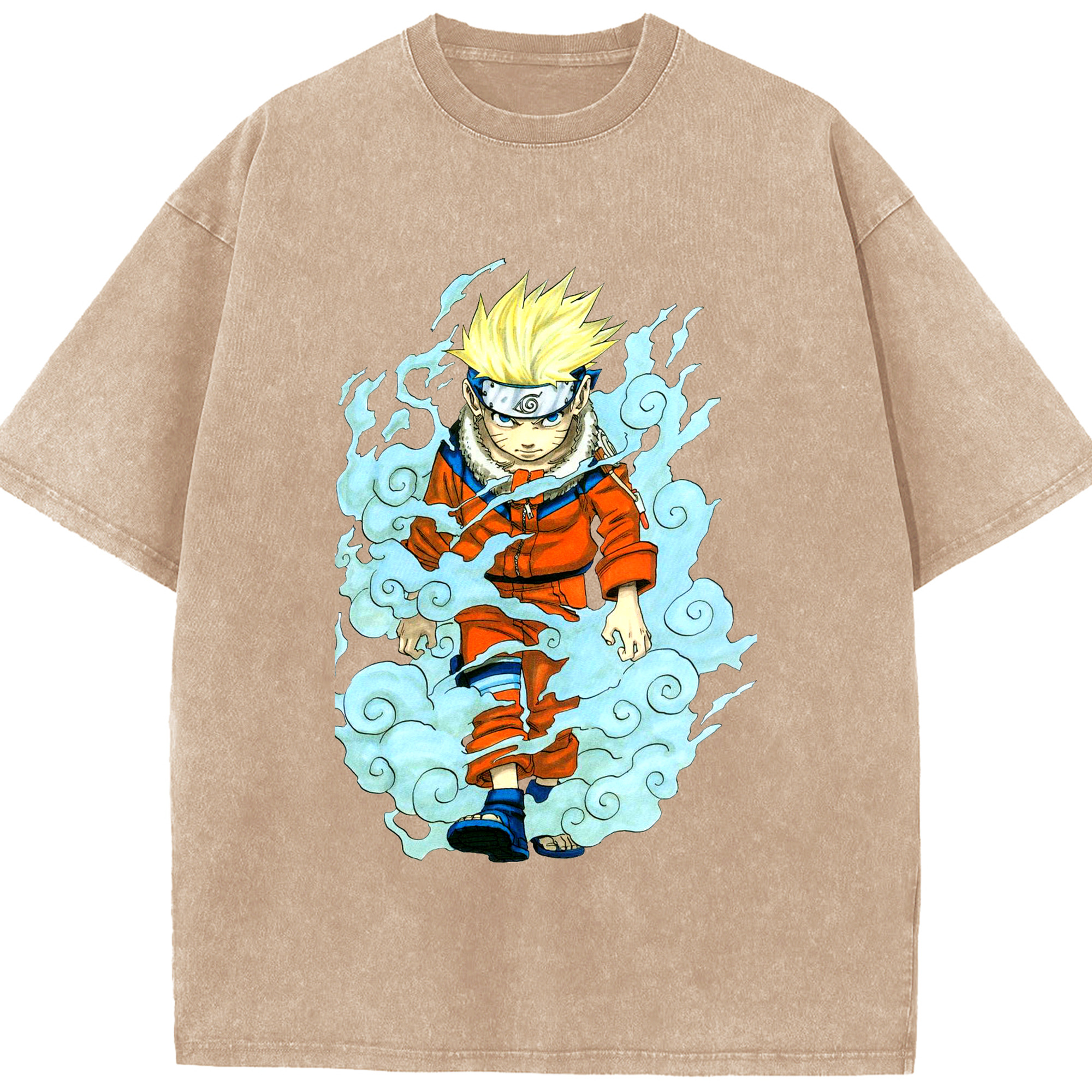 （画像用） NARUTO -ナルト- うずまき ナルト Uzumaki Naruto 綿100% ヴィンテージ風 半袖Tシャツ（フロントプリント）