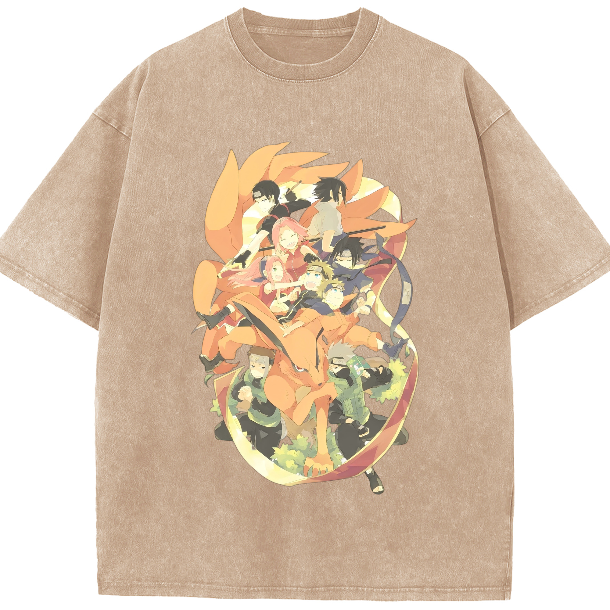 （画像用） NARUTO -ナルト- うずまき ナルト Uzumaki Naruto 綿100% ヴィンテージ風 半袖Tシャツ（フロントプリント）