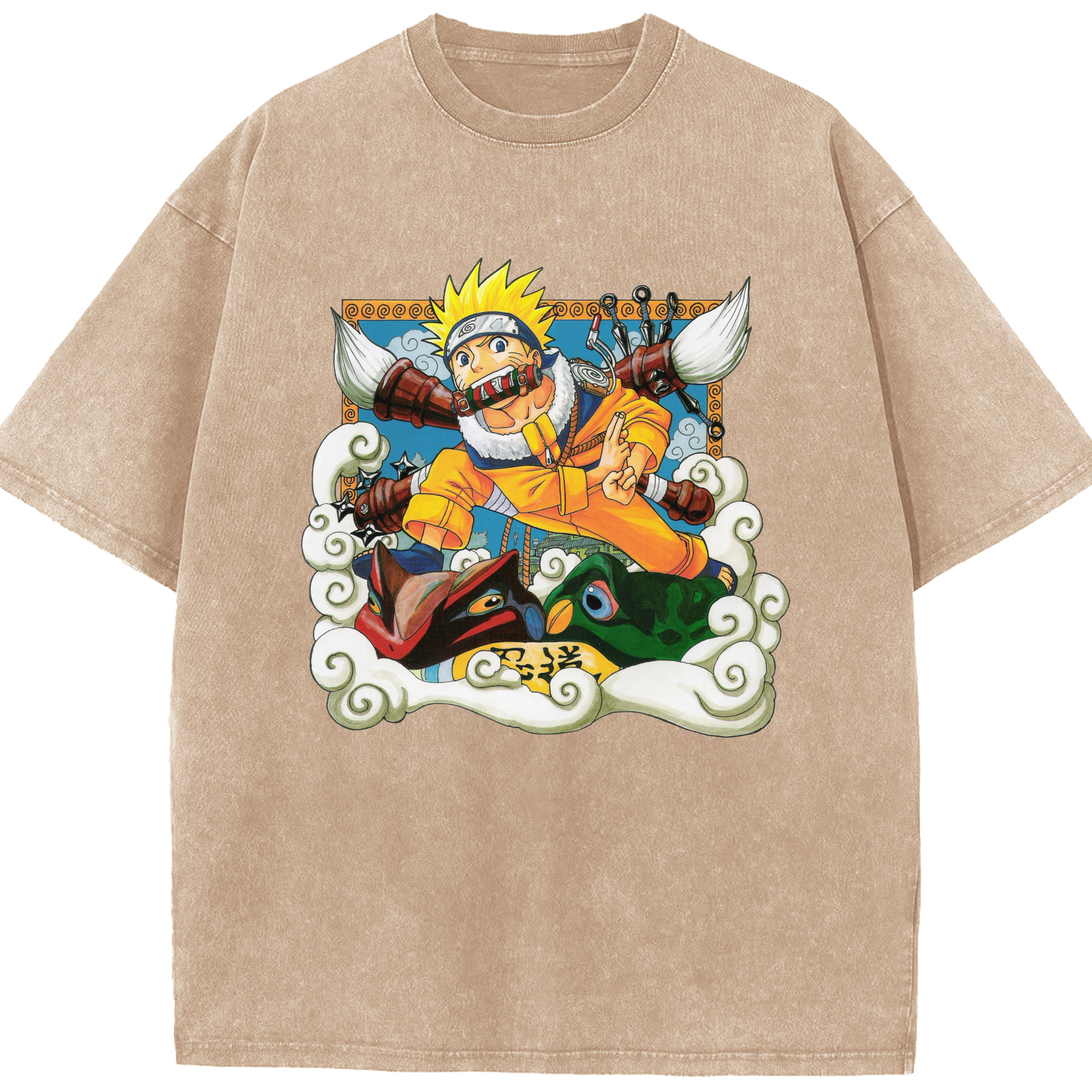 （画像用） NARUTO -ナルト- うずまき ナルト Uzumaki Naruto 綿100% ヴィンテージ風 半袖Tシャツ（フロントプリント）