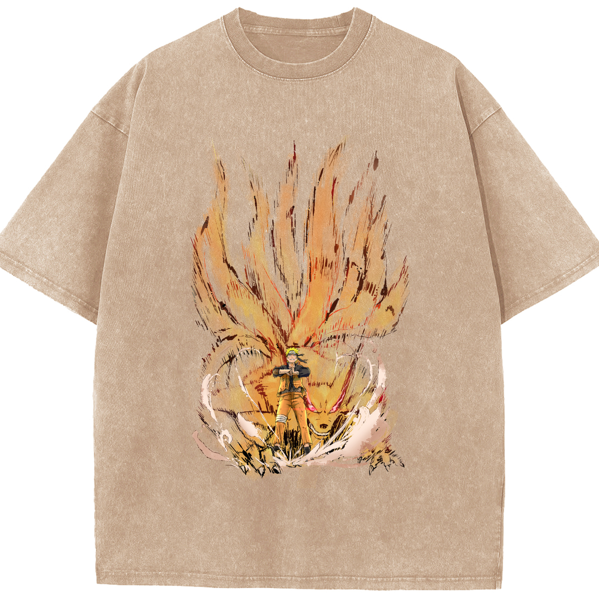 （画像用） NARUTO -ナルト- うずまき ナルト Uzumaki Naruto 綿100% ヴィンテージ風 半袖Tシャツ（フロントプリント）