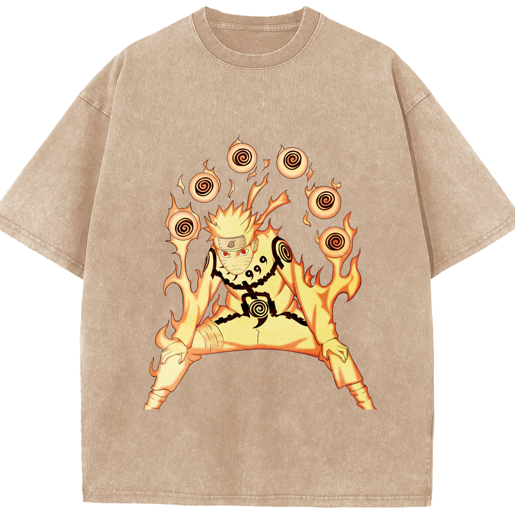 （画像用） NARUTO -ナルト- うずまき ナルト Uzumaki Naruto 綿100% ヴィンテージ風 半袖Tシャツ（フロントプリント）