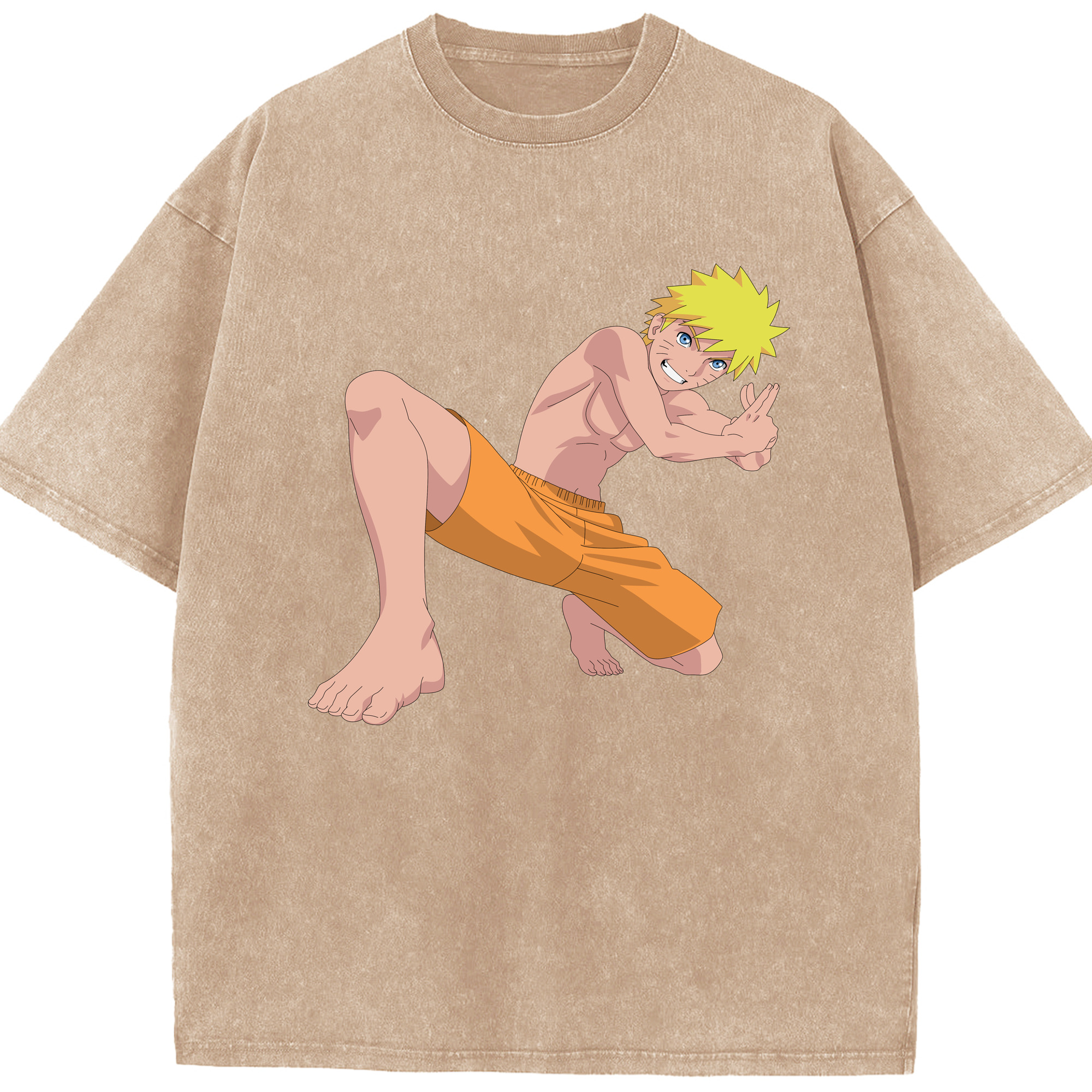 （画像用） NARUTO -ナルト- うずまき ナルト Uzumaki Naruto 綿100% ヴィンテージ風 半袖Tシャツ（フロントプリント）