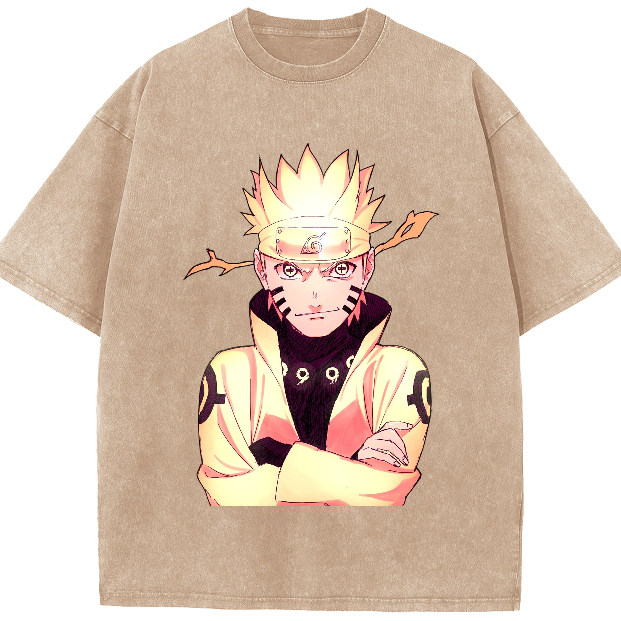 （画像用） NARUTO -ナルト- うずまき ナルト Uzumaki Naruto 綿100% ヴィンテージ風 半袖Tシャツ（フロントプリント）