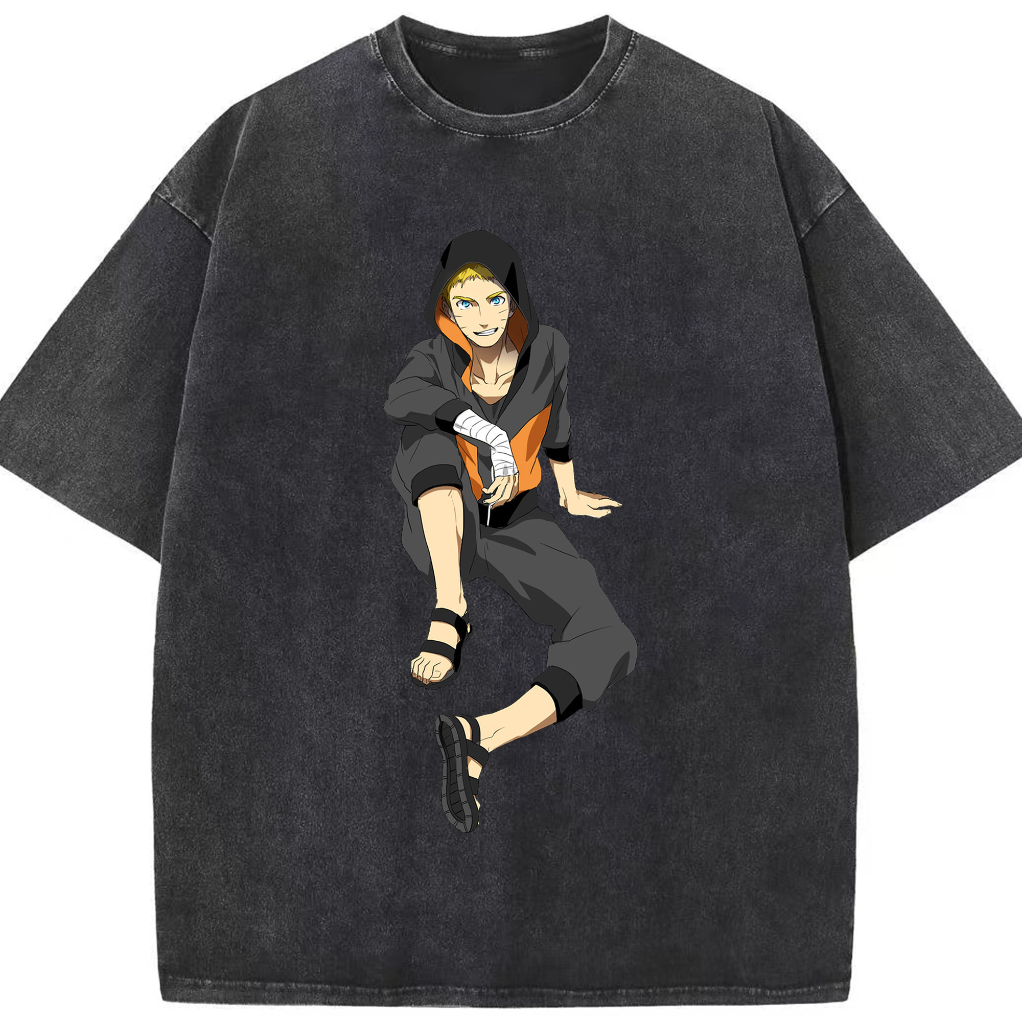 （画像用） NARUTO -ナルト- うずまき ナルト Uzumaki Naruto 綿100% ヴィンテージ風 半袖Tシャツ（フロントプリント）