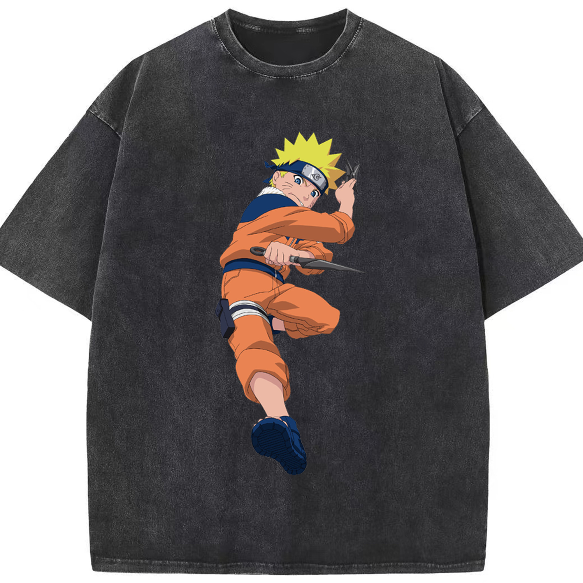 （画像用） NARUTO -ナルト- うずまき ナルト Uzumaki Naruto 綿100% ヴィンテージ風 半袖Tシャツ（フロントプリント）