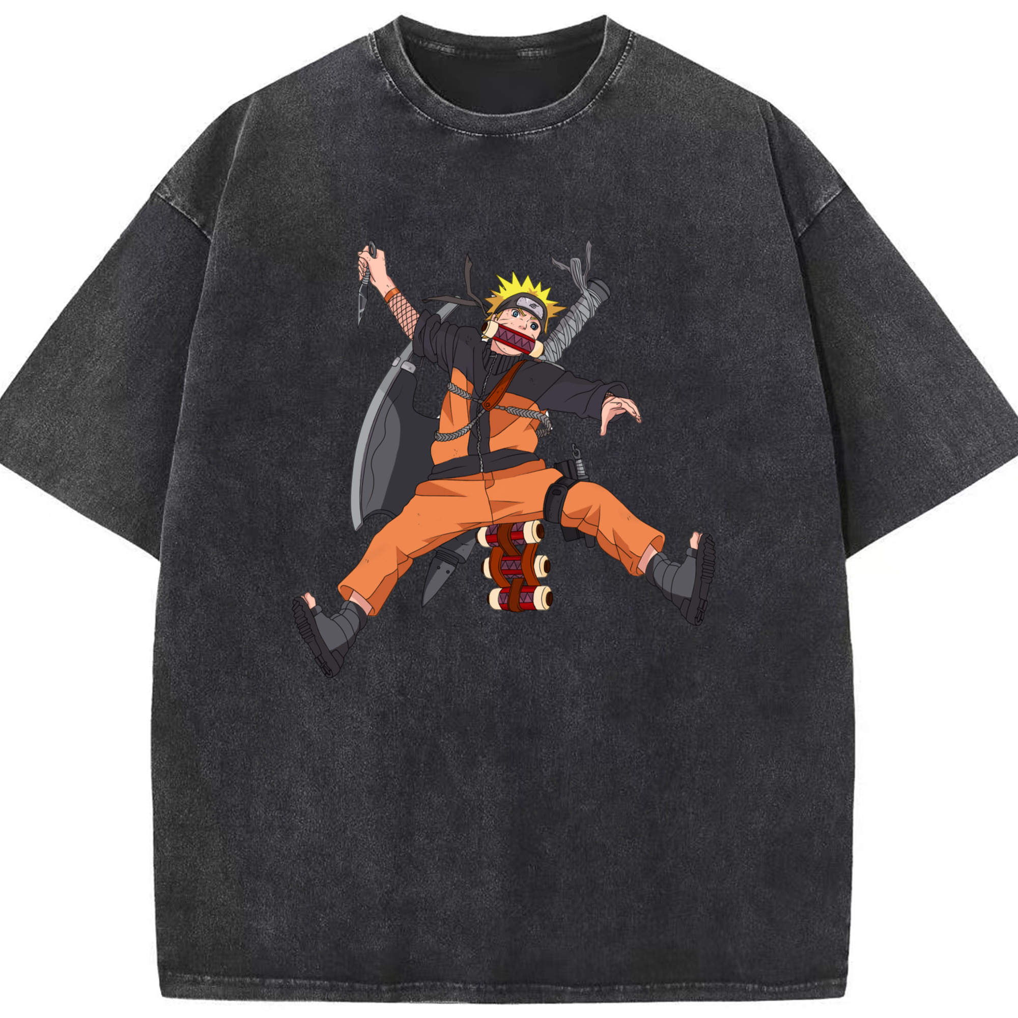 （画像用） NARUTO -ナルト- うずまき ナルト Uzumaki Naruto 綿100% ヴィンテージ風 半袖Tシャツ（フロントプリント）