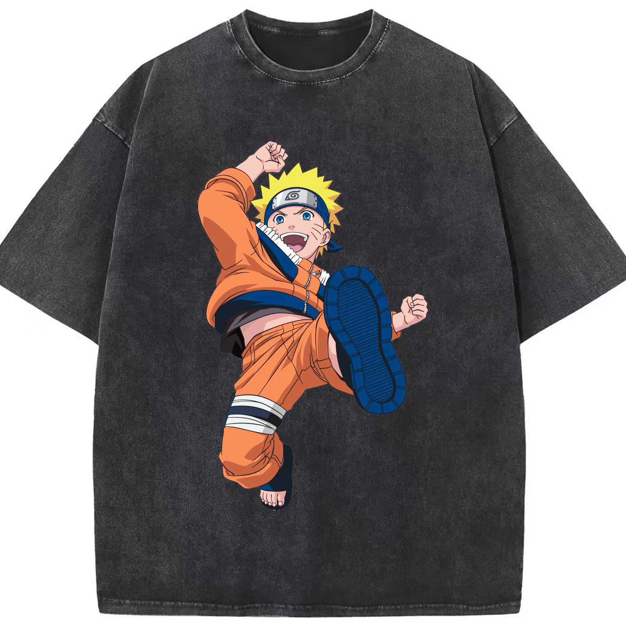 （画像用） NARUTO -ナルト- うずまき ナルト Uzumaki Naruto 綿100% ヴィンテージ風 半袖Tシャツ（フロントプリント）