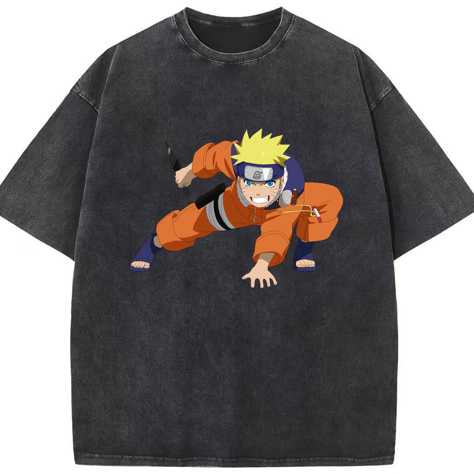 （画像用） NARUTO -ナルト- うずまき ナルト Uzumaki Naruto 綿100% ヴィンテージ風 半袖Tシャツ（フロントプリント）