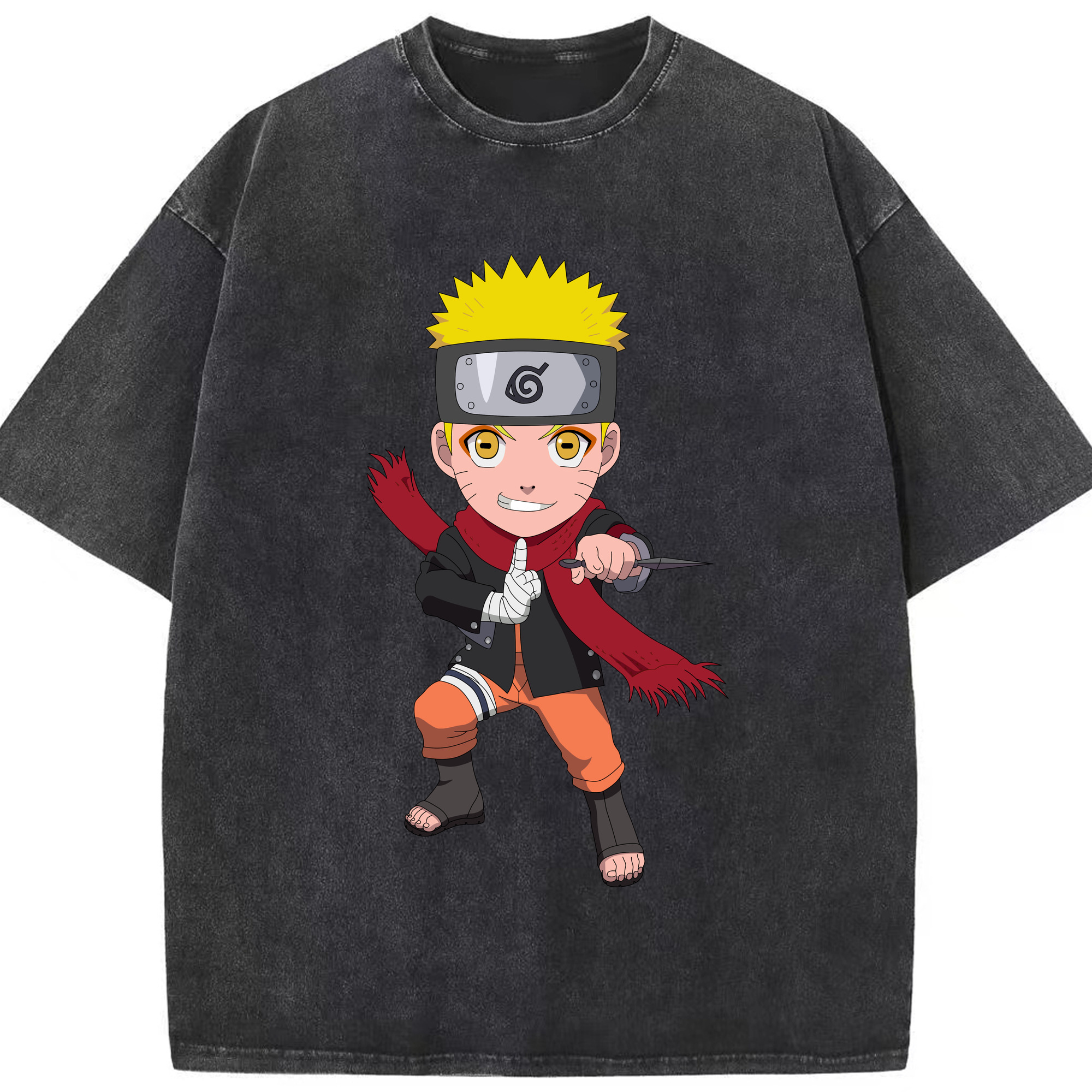 （画像用） NARUTO -ナルト- うずまき ナルト Uzumaki Naruto 綿100% ヴィンテージ風 半袖Tシャツ（フロントプリント）