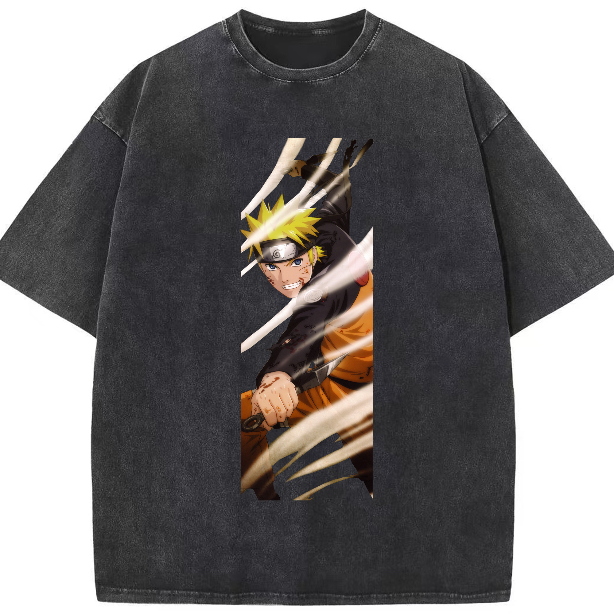 （画像用） NARUTO -ナルト- うずまき ナルト Uzumaki Naruto 綿100% ヴィンテージ風 半袖Tシャツ（フロントプリント）