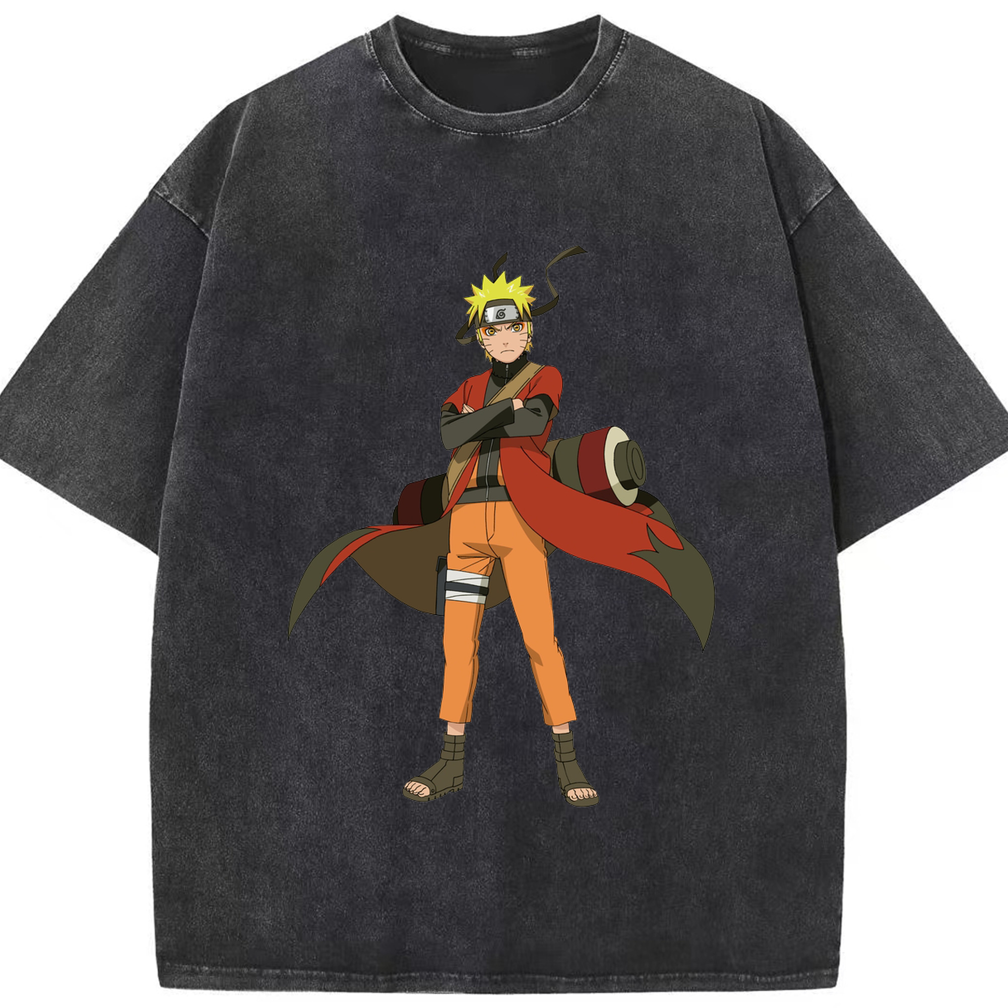 （画像用） NARUTO -ナルト- うずまき ナルト Uzumaki Naruto 綿100% ヴィンテージ風 半袖Tシャツ（フロントプリント）