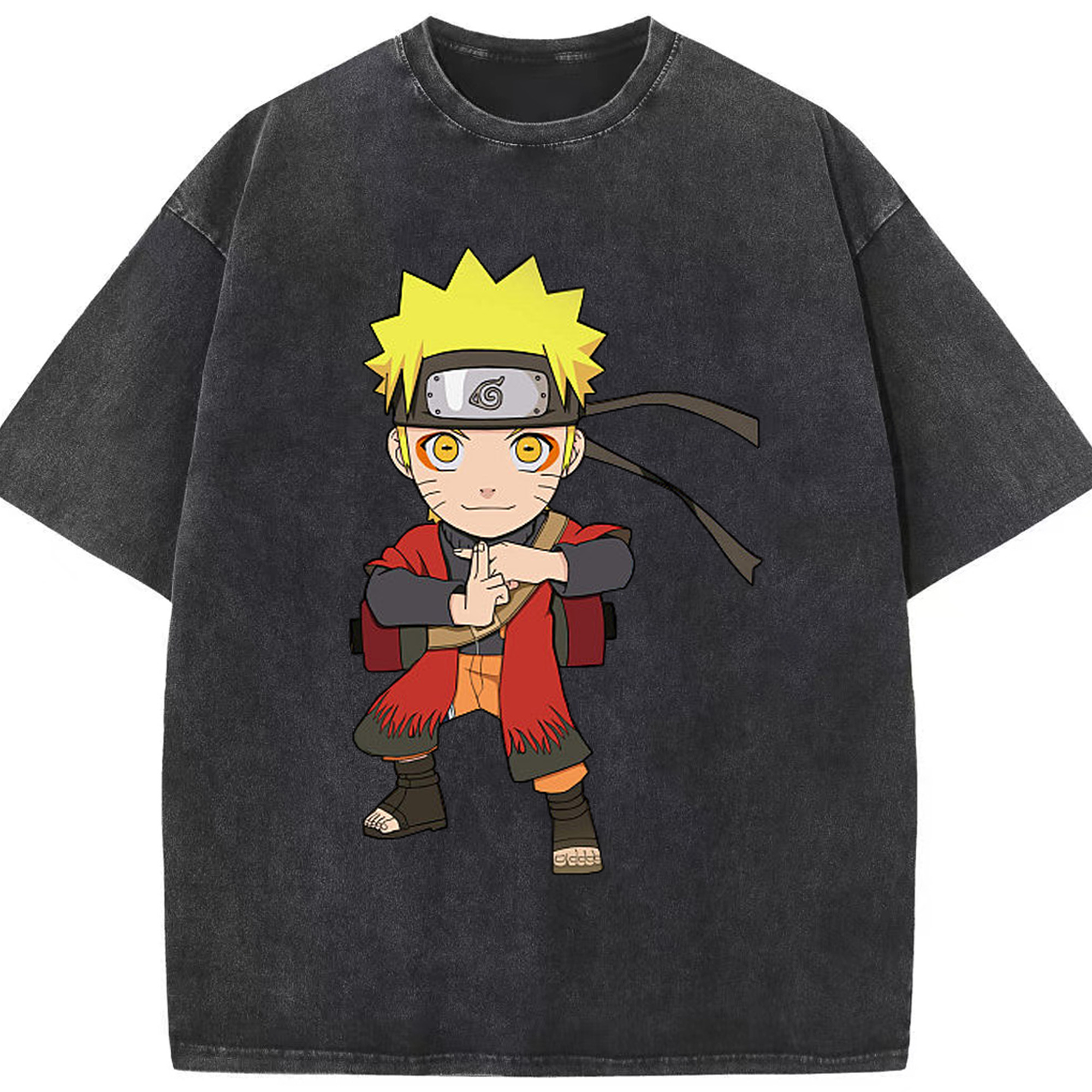 （画像用） NARUTO -ナルト- うずまき ナルト Uzumaki Naruto 綿100% ヴィンテージ風 半袖Tシャツ（フロントプリント）