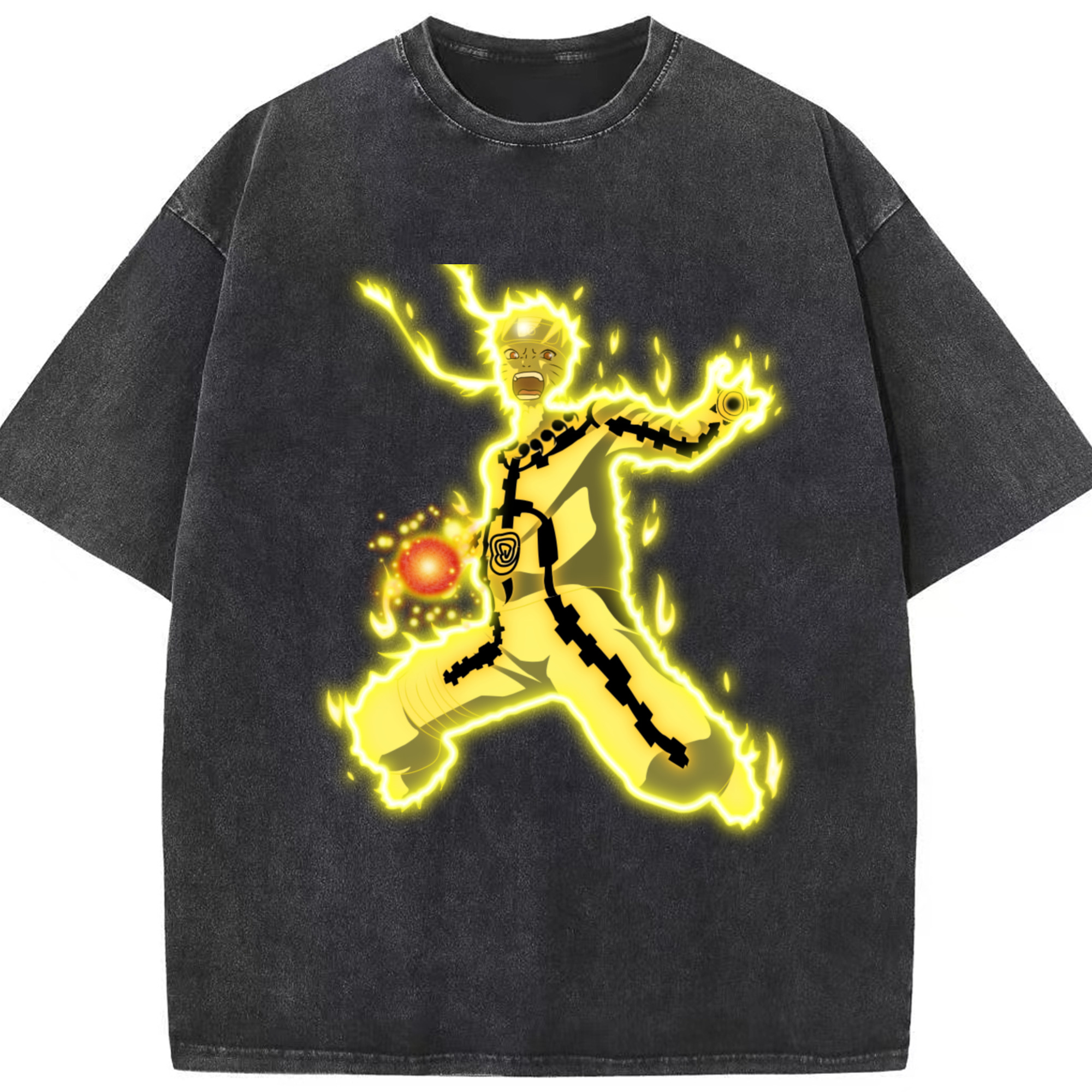 （画像用） NARUTO -ナルト- うずまき ナルト Uzumaki Naruto 綿100% ヴィンテージ風 半袖Tシャツ（フロントプリント）