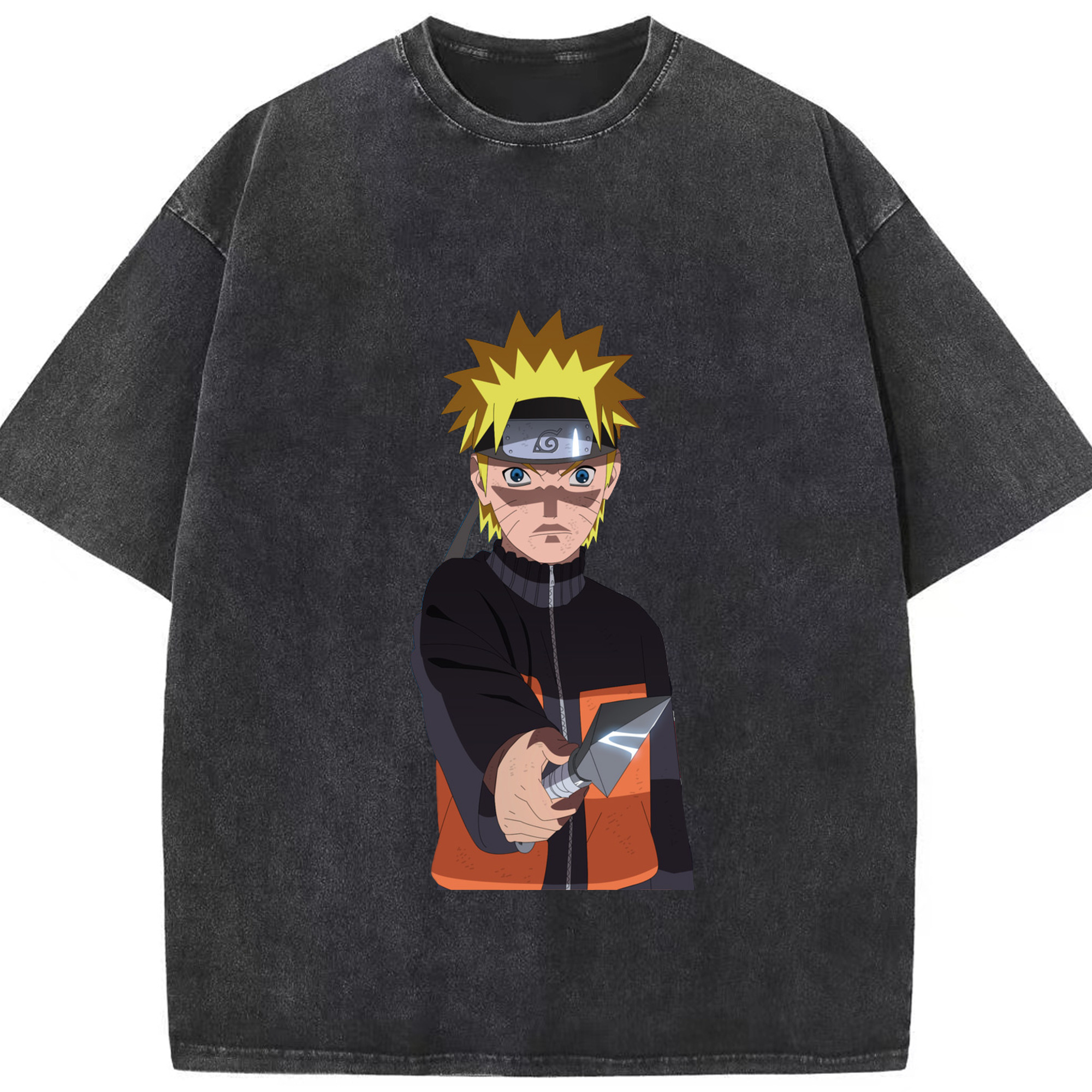 （画像用） NARUTO -ナルト- うずまき ナルト Uzumaki Naruto 綿100% ヴィンテージ風 半袖Tシャツ（フロントプリント）