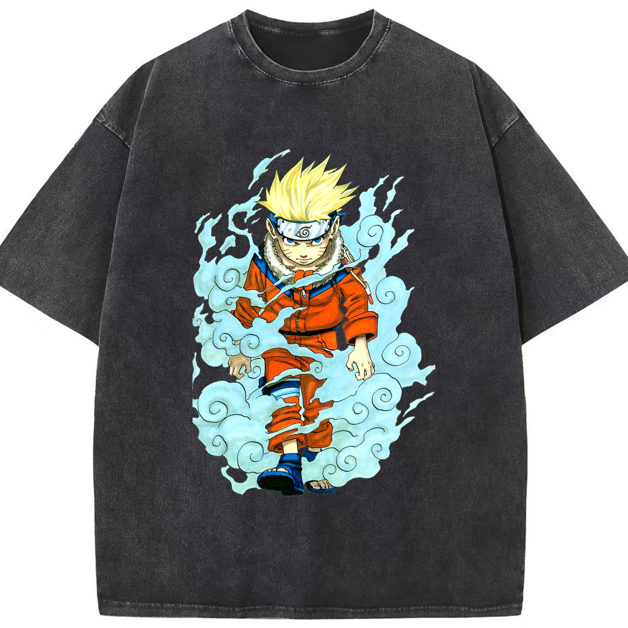 （画像用） NARUTO -ナルト- うずまき ナルト Uzumaki Naruto 綿100% ヴィンテージ風 半袖Tシャツ（フロントプリント）