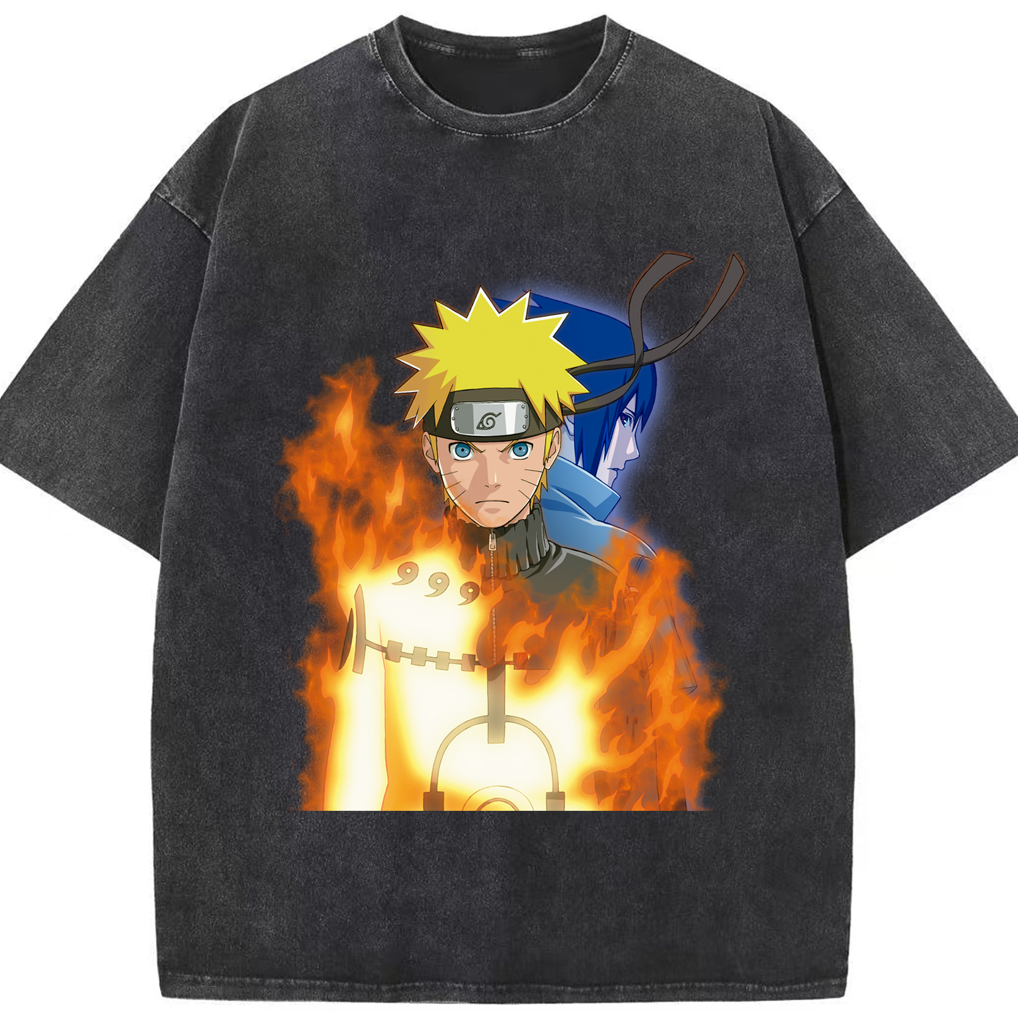 （画像用） NARUTO -ナルト- うずまき ナルト Uzumaki Naruto 綿100% ヴィンテージ風 半袖Tシャツ（フロントプリント）