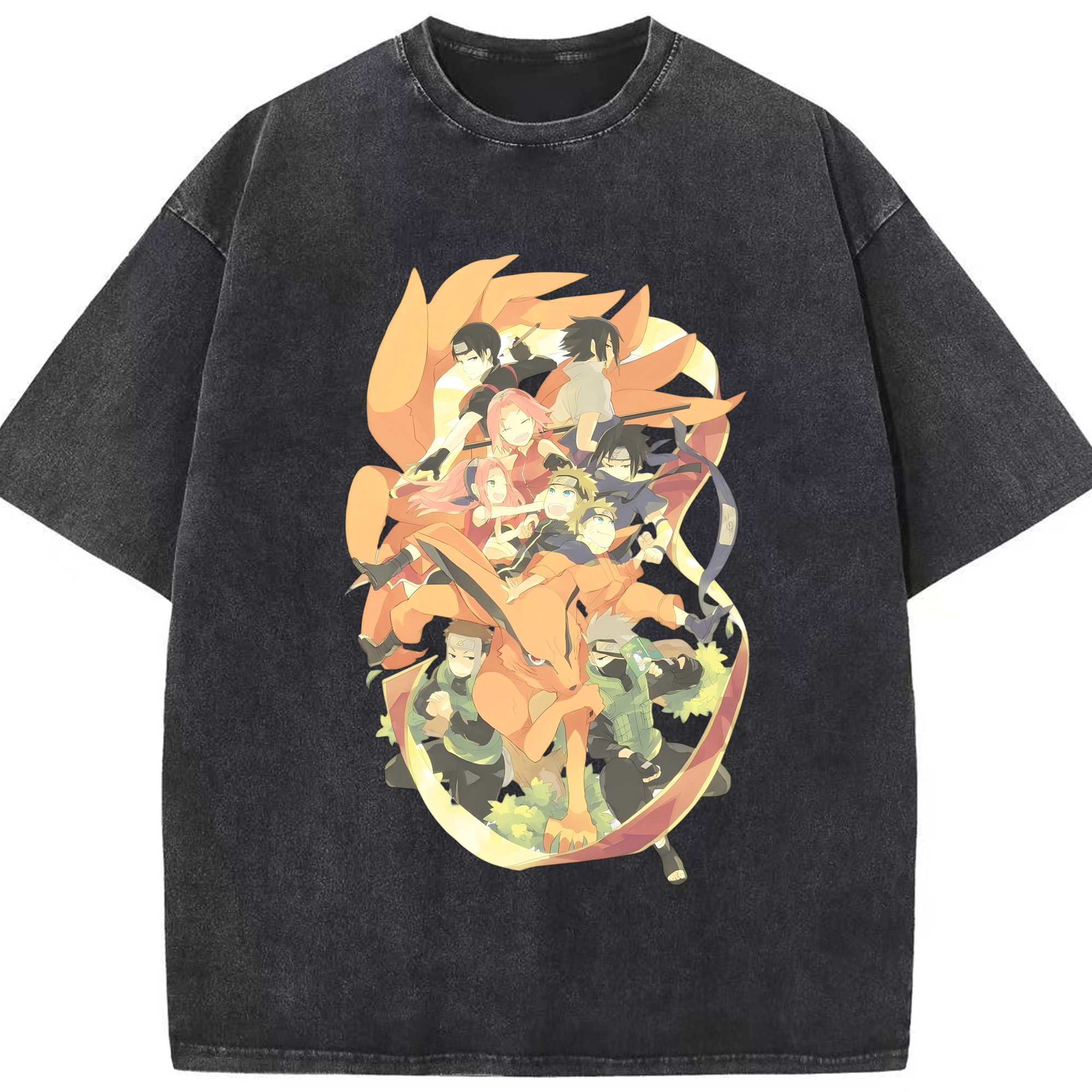 （画像用） NARUTO -ナルト- うずまき ナルト Uzumaki Naruto 綿100% ヴィンテージ風 半袖Tシャツ（フロントプリント）