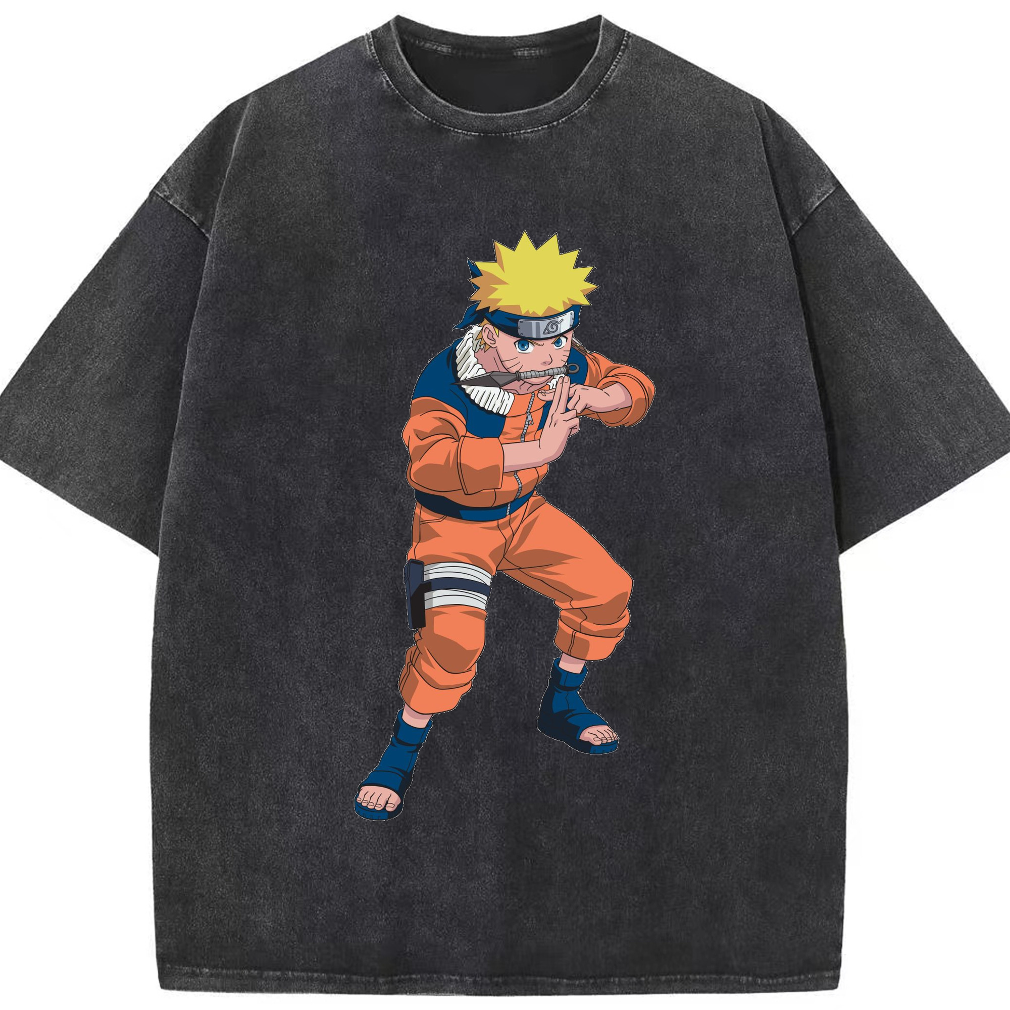 （画像用） NARUTO -ナルト- うずまき ナルト Uzumaki Naruto 綿100% ヴィンテージ風 半袖Tシャツ（フロントプリント）