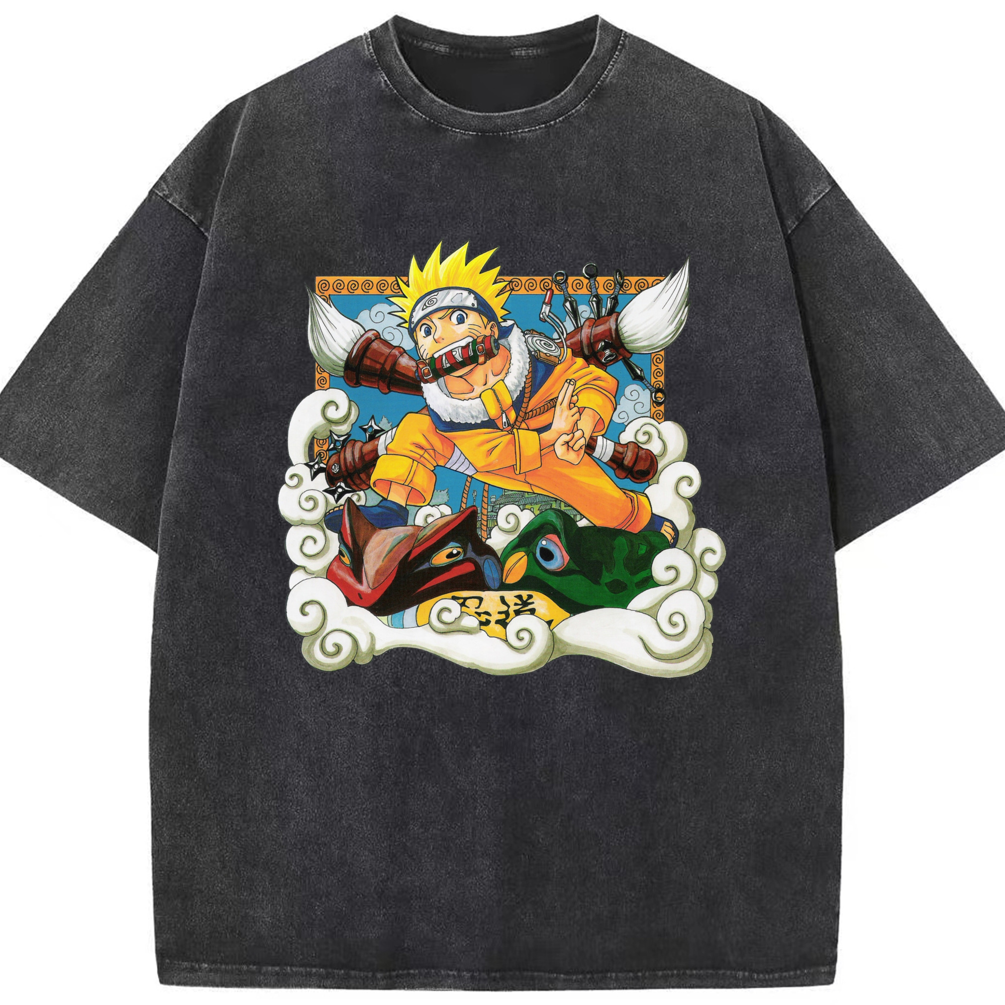 （画像用） NARUTO -ナルト- うずまき ナルト Uzumaki Naruto 綿100% ヴィンテージ風 半袖Tシャツ（フロントプリント）