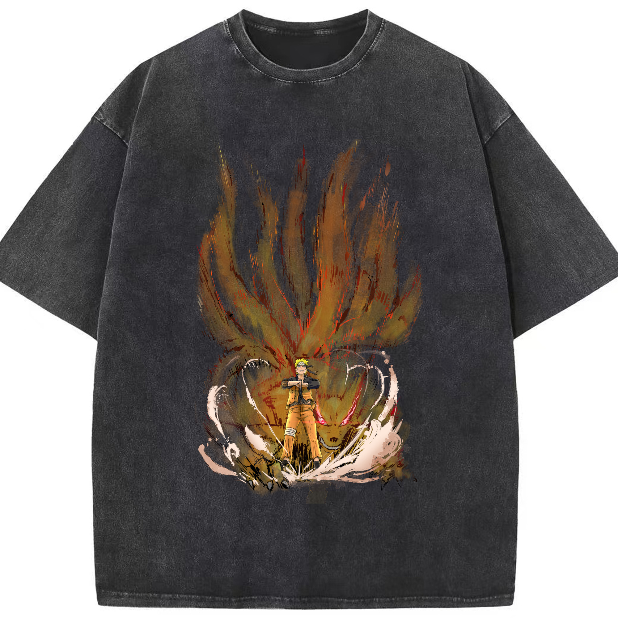 （画像用） NARUTO -ナルト- うずまき ナルト Uzumaki Naruto 綿100% ヴィンテージ風 半袖Tシャツ（フロントプリント）