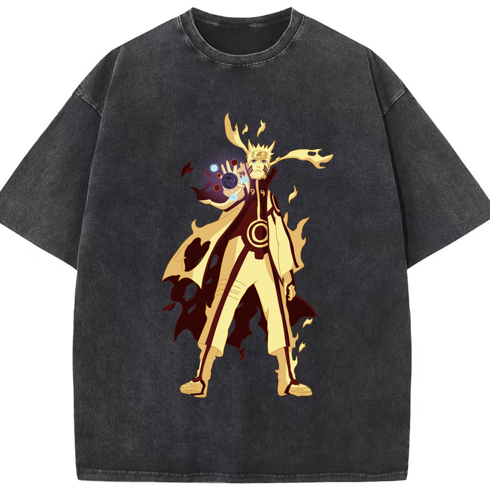 （画像用） NARUTO -ナルト- うずまき ナルト Uzumaki Naruto 綿100% ヴィンテージ風 半袖Tシャツ（フロントプリント）