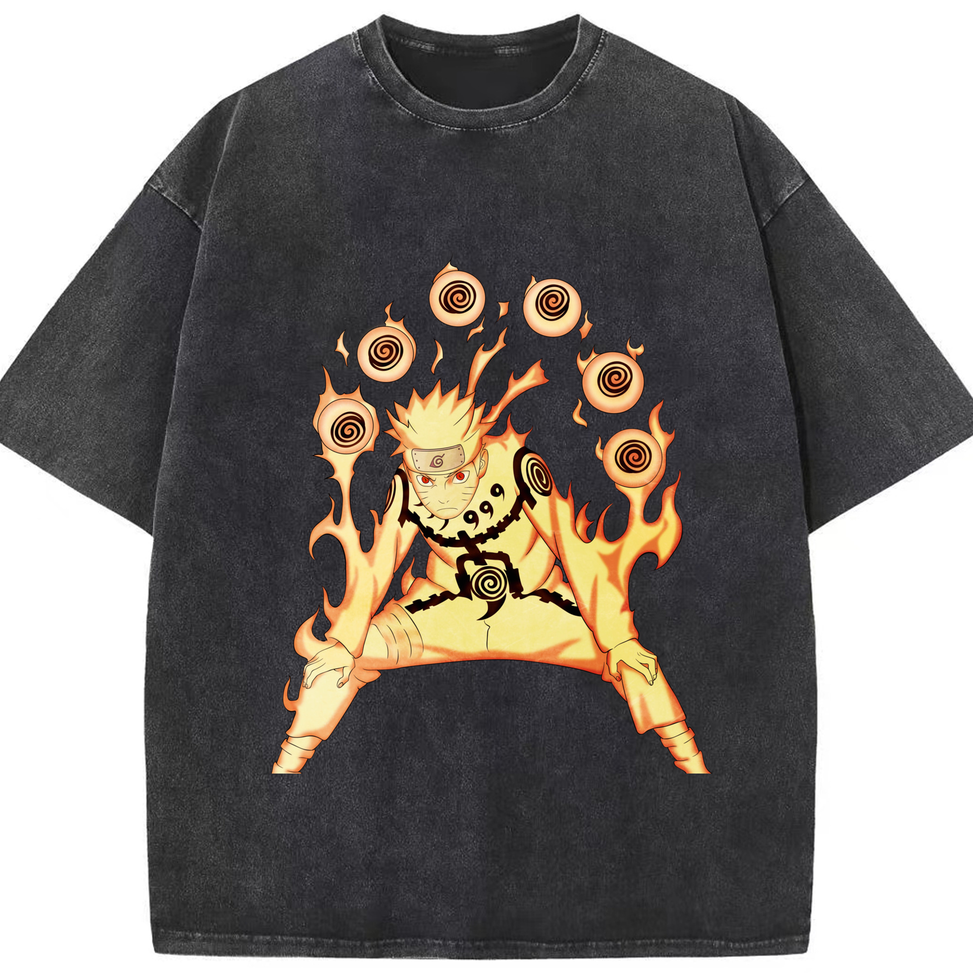 （画像用） NARUTO -ナルト- うずまき ナルト Uzumaki Naruto 綿100% ヴィンテージ風 半袖Tシャツ（フロントプリント）