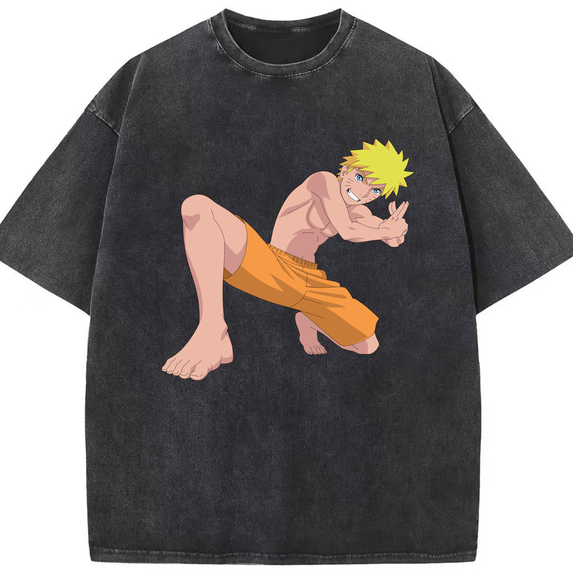 （画像用） NARUTO -ナルト- うずまき ナルト Uzumaki Naruto 綿100% ヴィンテージ風 半袖Tシャツ（フロントプリント）