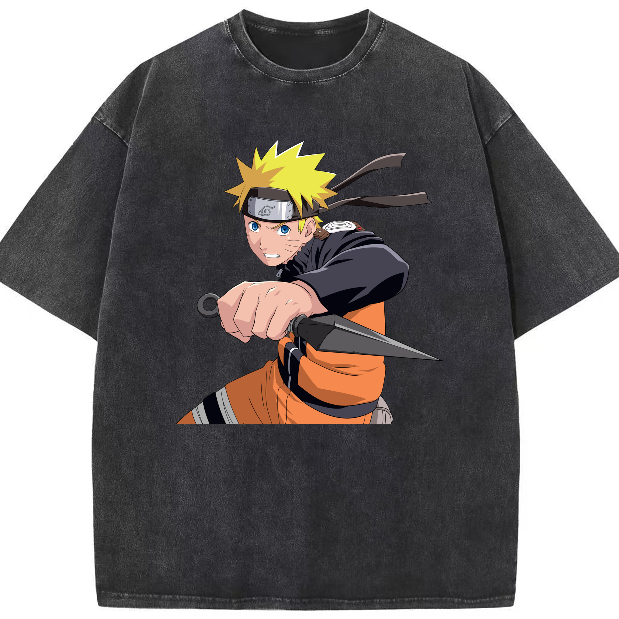 （画像用） NARUTO -ナルト- うずまき ナルト Uzumaki Naruto 綿100% ヴィンテージ風 半袖Tシャツ（フロントプリント）
