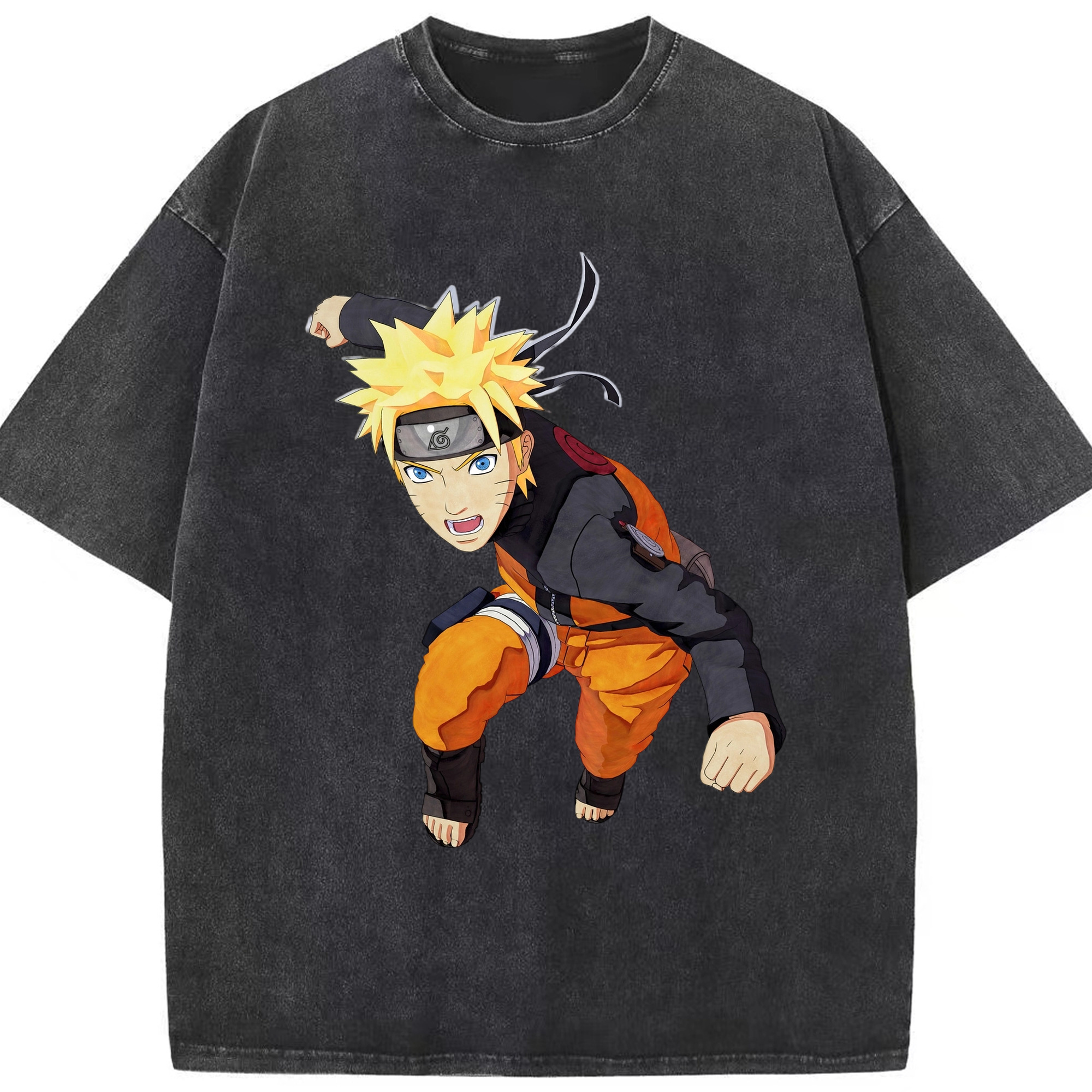 （画像用） NARUTO -ナルト- うずまき ナルト Uzumaki Naruto 綿100% ヴィンテージ風 半袖Tシャツ（フロントプリント）