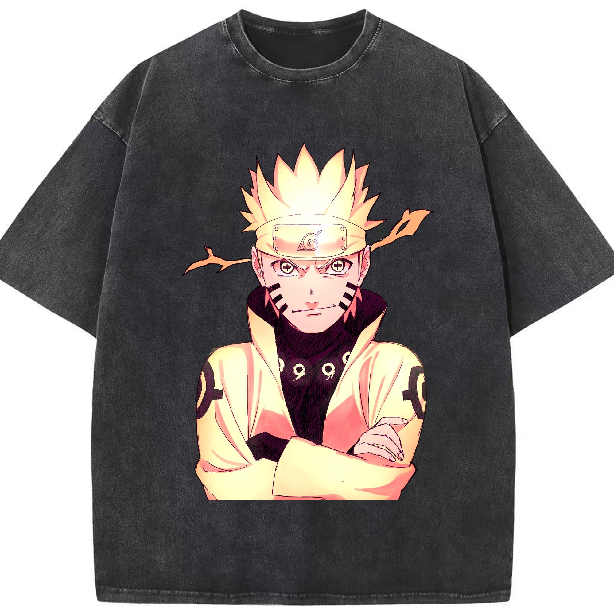 （画像用） NARUTO -ナルト- うずまき ナルト Uzumaki Naruto 綿100% ヴィンテージ風 半袖Tシャツ（フロントプリント）