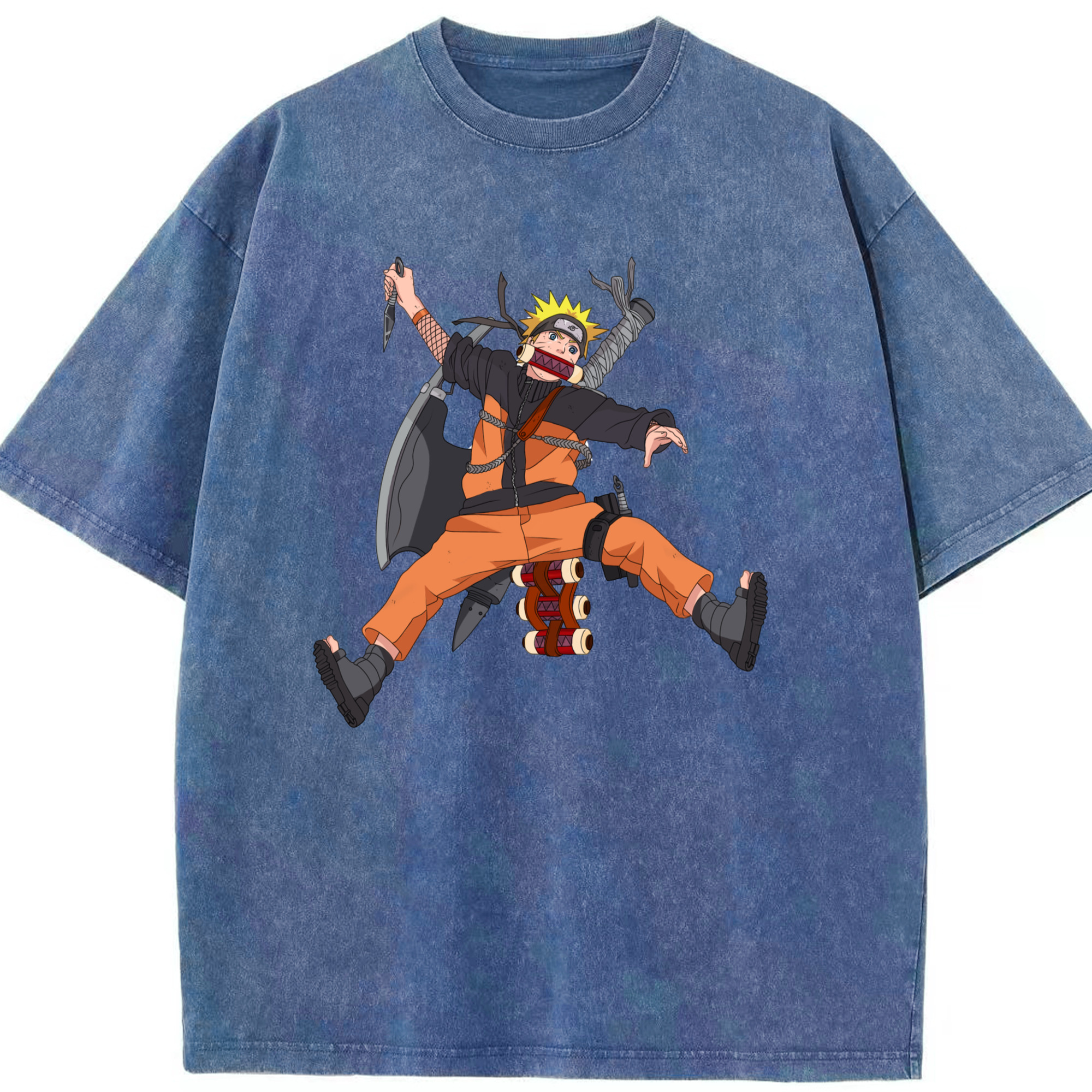 （画像用） NARUTO -ナルト- うずまき ナルト Uzumaki Naruto 綿100% ヴィンテージ風 半袖Tシャツ（フロントプリント）