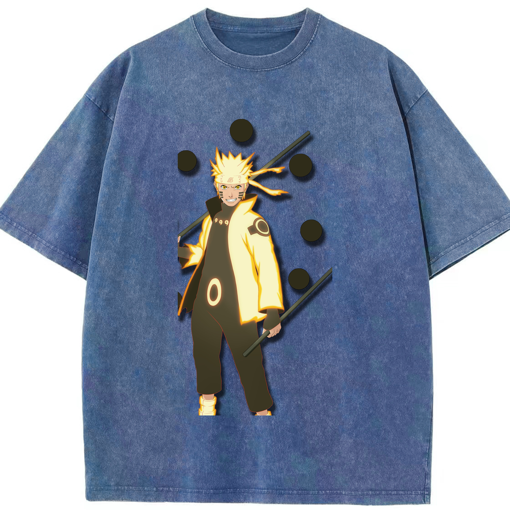 （画像用） NARUTO -ナルト- うずまき ナルト Uzumaki Naruto 綿100% ヴィンテージ風 半袖Tシャツ（フロントプリント）