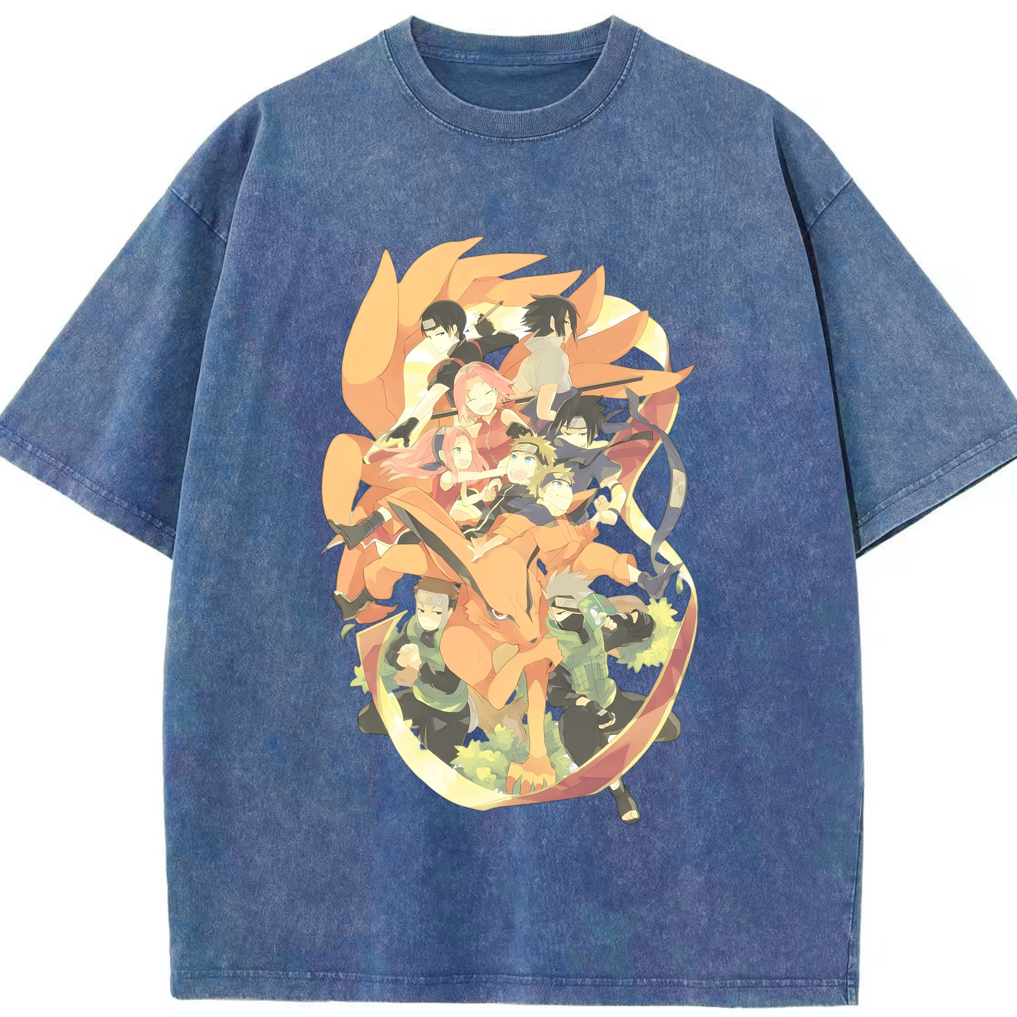 （画像用） NARUTO -ナルト- うずまき ナルト Uzumaki Naruto 綿100% ヴィンテージ風 半袖Tシャツ（フロントプリント）