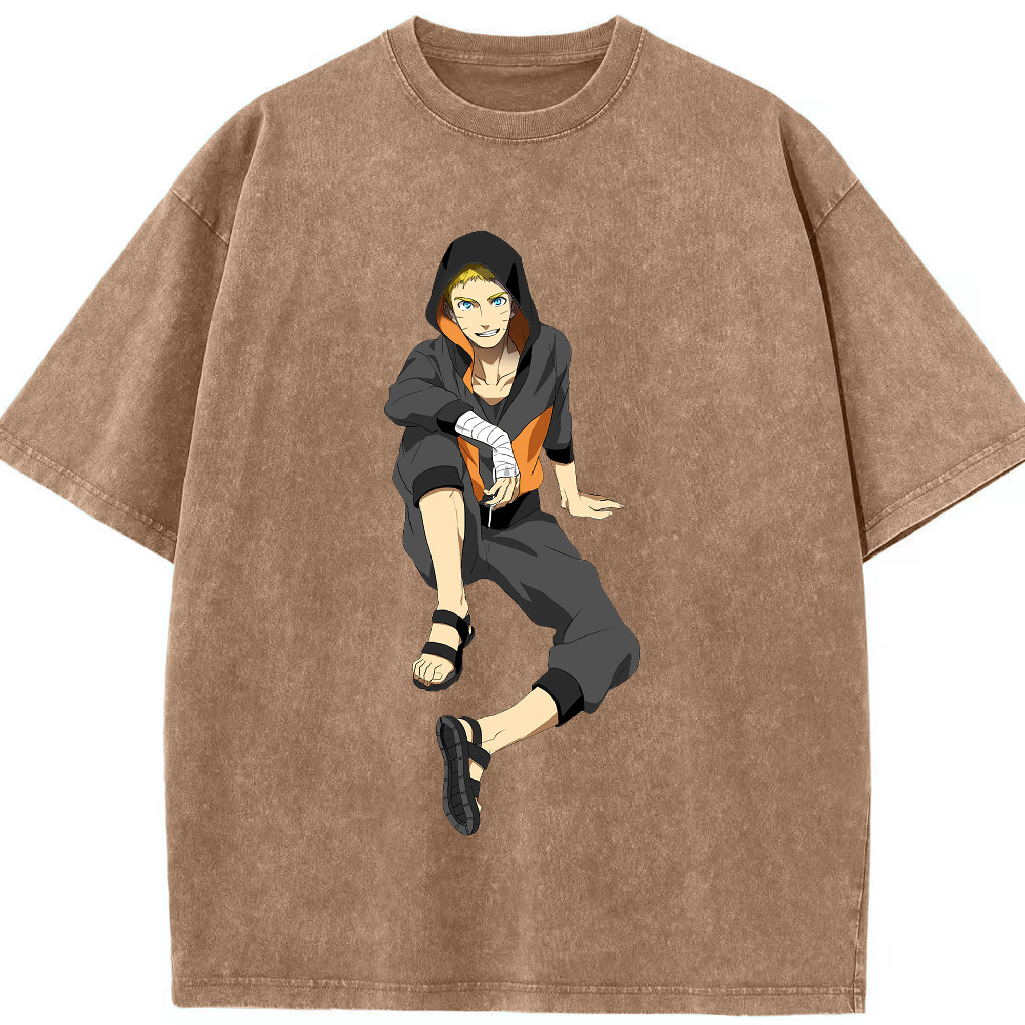 （画像用） NARUTO -ナルト- うずまき ナルト Uzumaki Naruto 綿100% ヴィンテージ風 半袖Tシャツ（フロントプリント）
