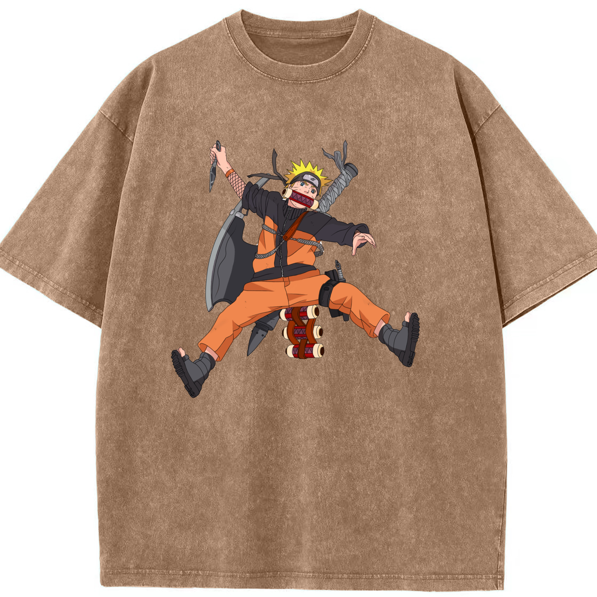 （画像用） NARUTO -ナルト- うずまき ナルト Uzumaki Naruto 綿100% ヴィンテージ風 半袖Tシャツ（フロントプリント）